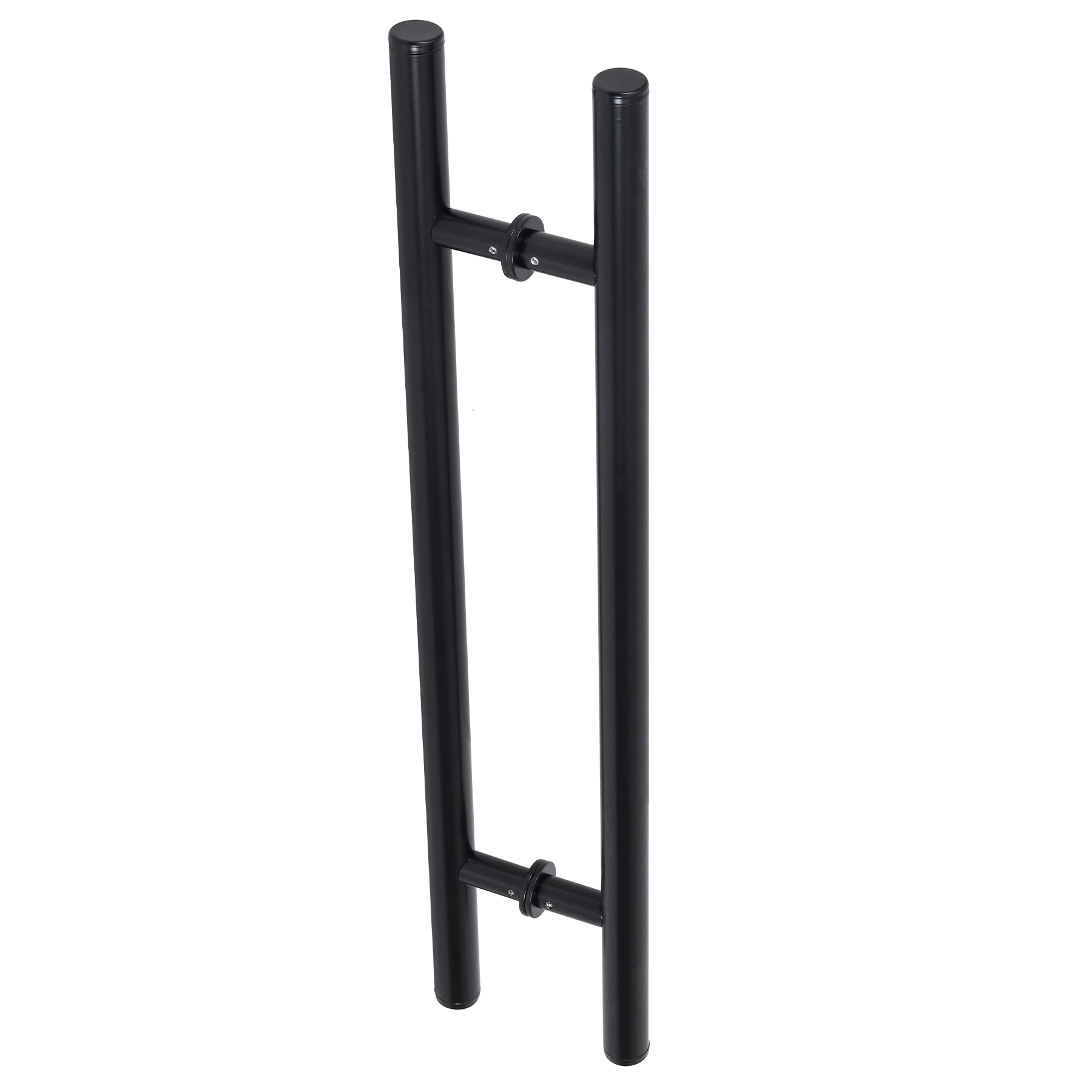 Puxador de Porta Pivotante e de Correr de Madeira Vidro e Aço em Alumínio Preto Fosco Tubular Reto 60cm Vesfer 3008