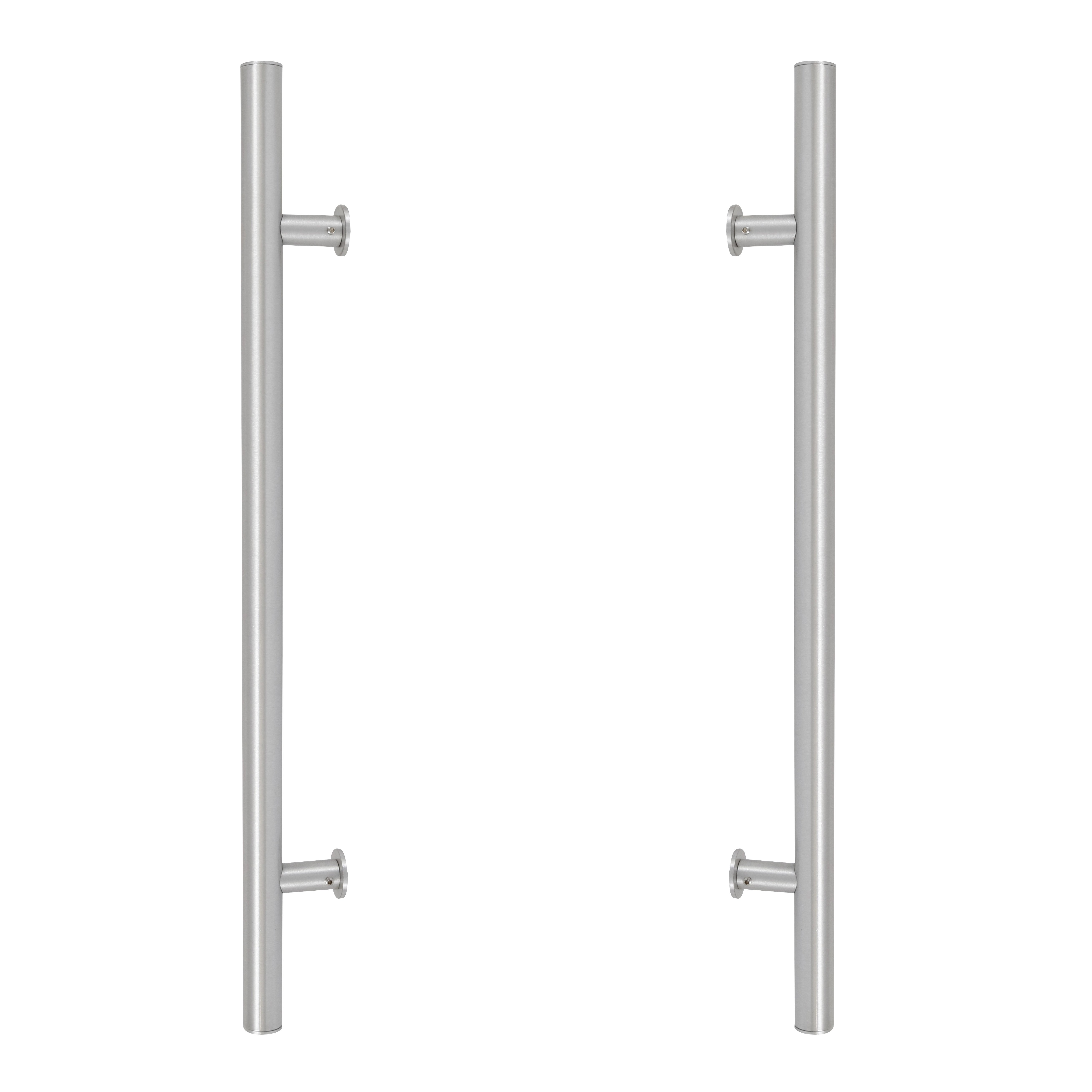 Puxador de Porta Pivotante e de Correr de Madeira Vidro e Aço em Alumínio Prata Escovado Tubular Reto 60cm Vesfer 3008