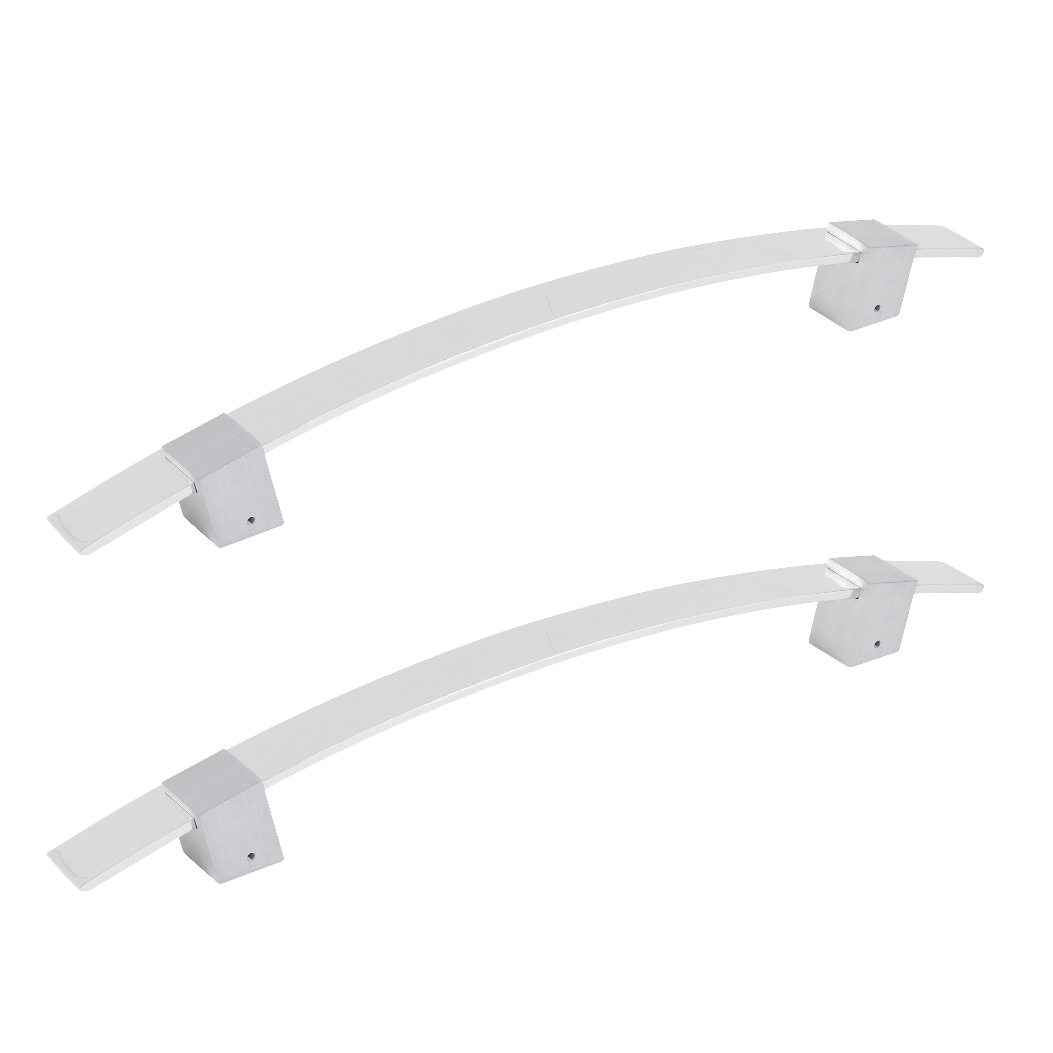 Puxador de Porta Pivotante e de Correr de Madeira Vidro e Aço em Alumínio Prata Polido Barra Curva 60cm Vesfer 3097