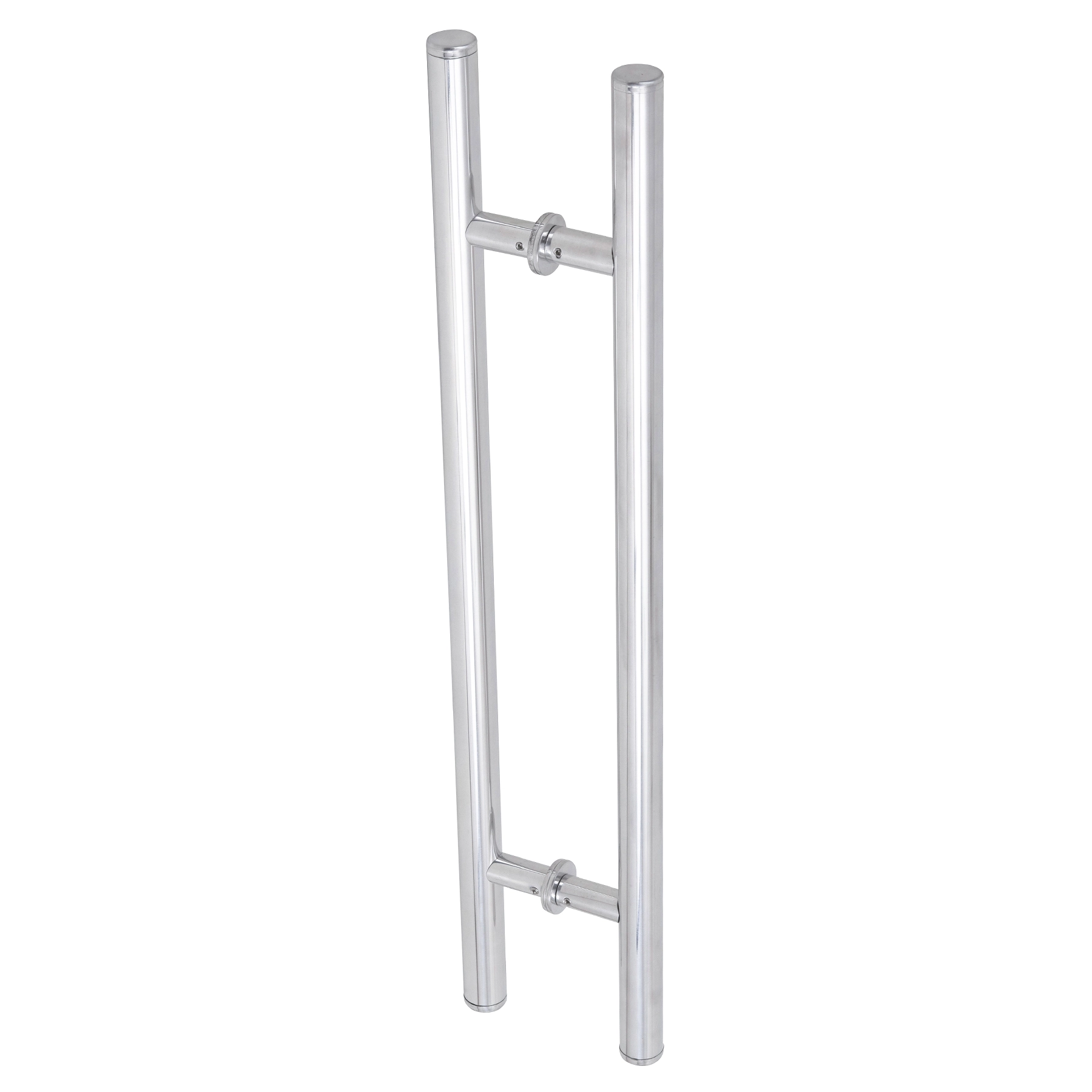 Puxador de Porta Pivotante e de Correr de Madeira Vidro e Aço em Alumínio Prata Polido Tubular Reto 60cm Vesfer 3008
