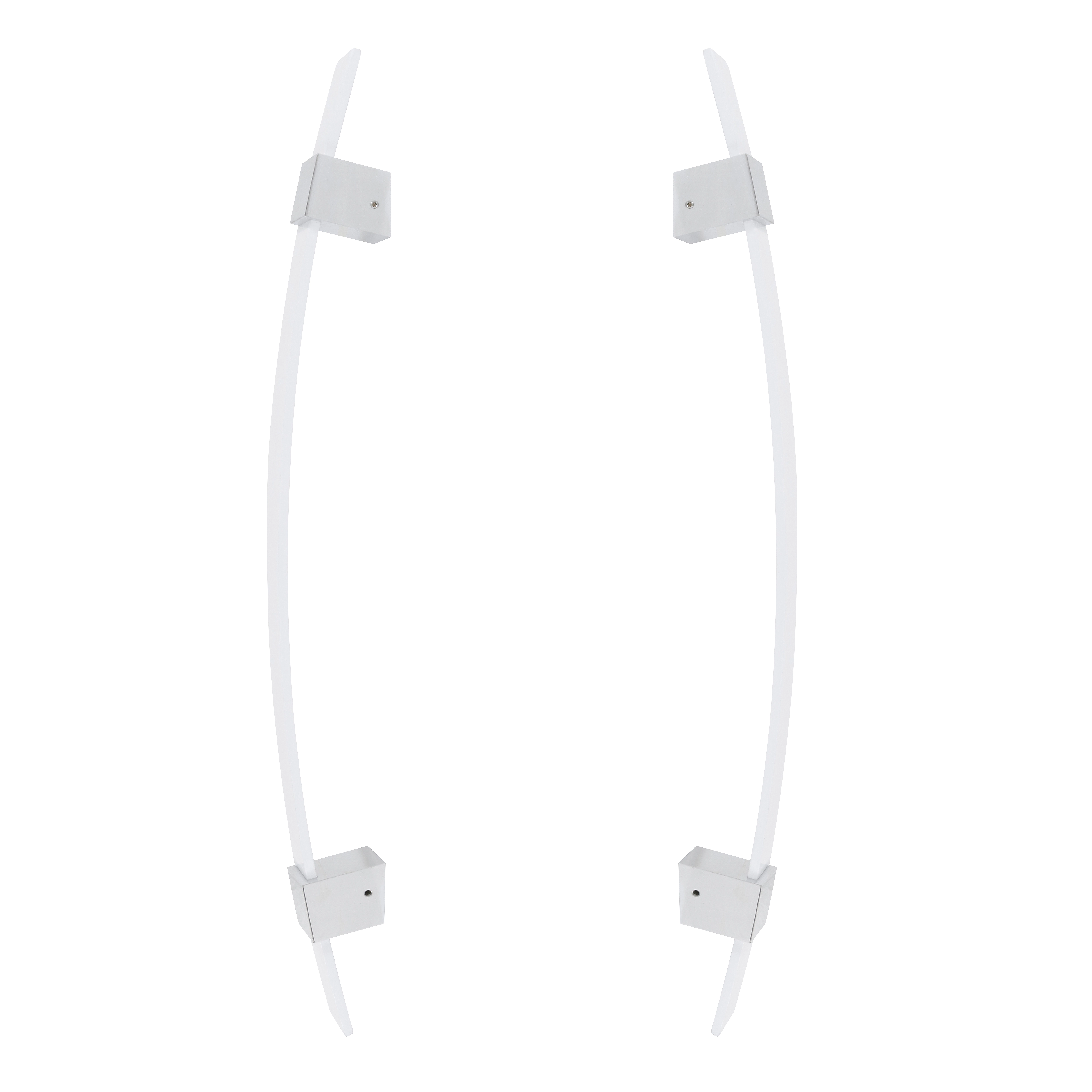 Puxador de Porta Pivotante e de Correr de Madeira Vidro e Aço em Alumínio Branco Pintado Barra Curva 60cm Vesfer 3097