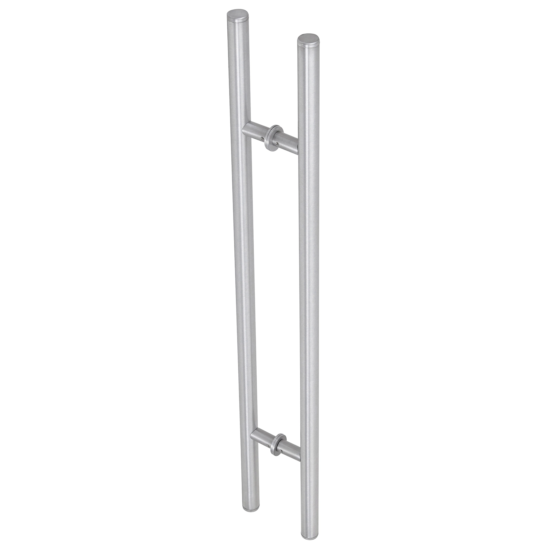 Puxador de Porta Pivotante e de Correr de Madeira Vidro e Aço em Alumínio Prata Escovado Tubular Reto 80cm Vesfer 3008
