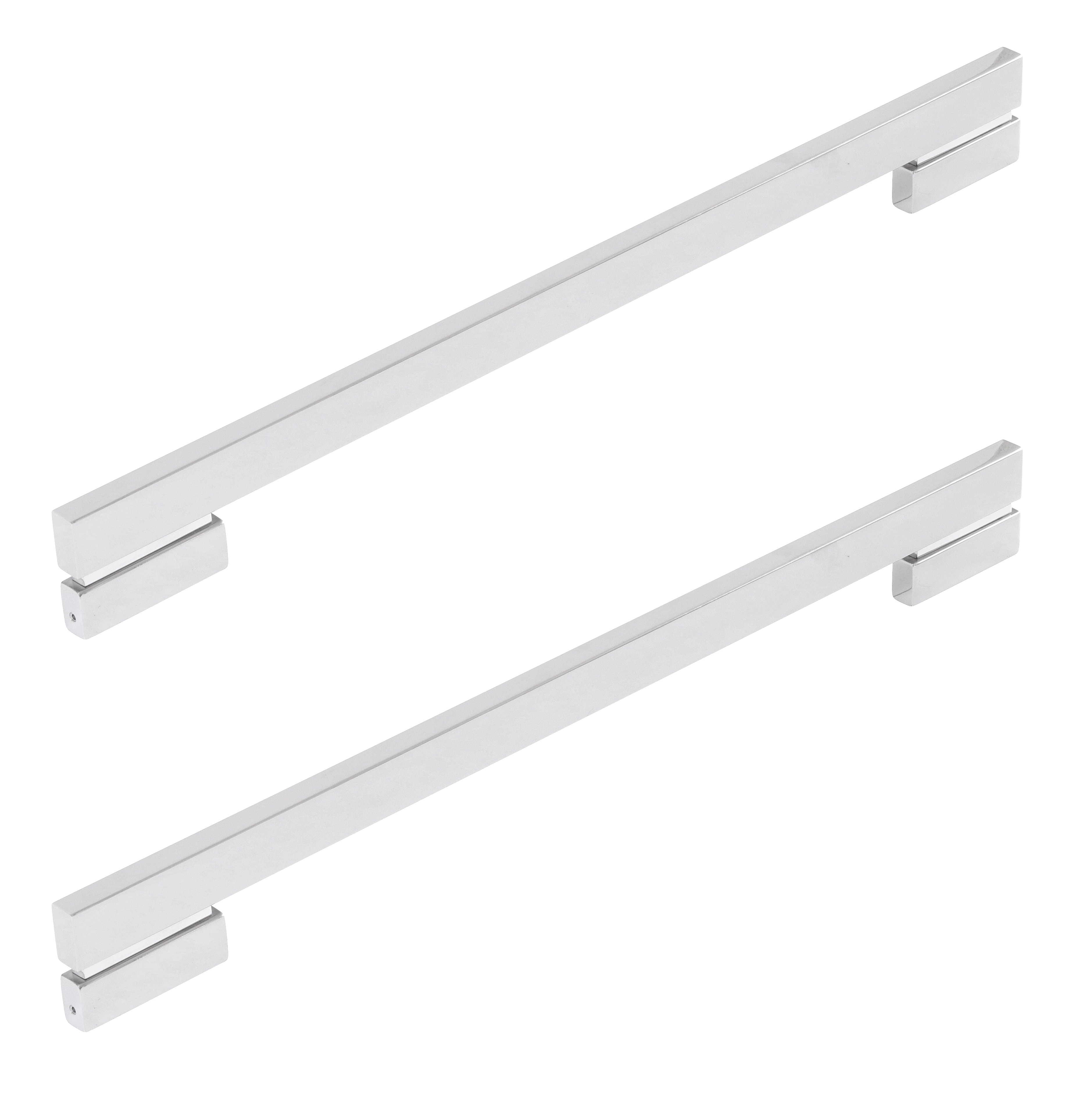 Puxador de Porta Pivotante e de Correr de Madeira Vidro e Aço em Aço Inox Prata Polido Barra Reta 60cm Vesfer 3035