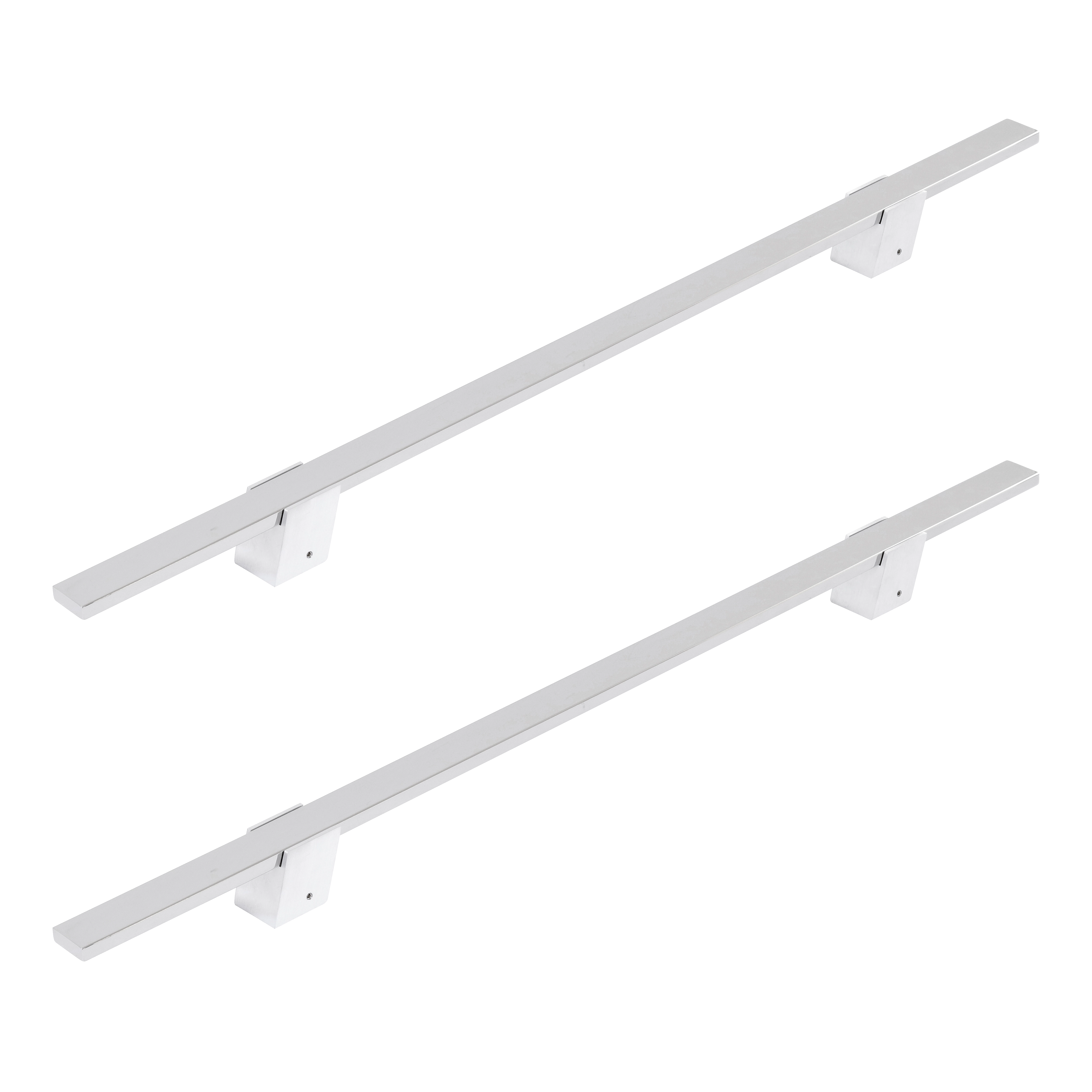 Puxador de Porta Pivotante e de Correr de Madeira Vidro e Aço em Aço Inox Prata Polido Barra Reta 80cm Vesfer 3011