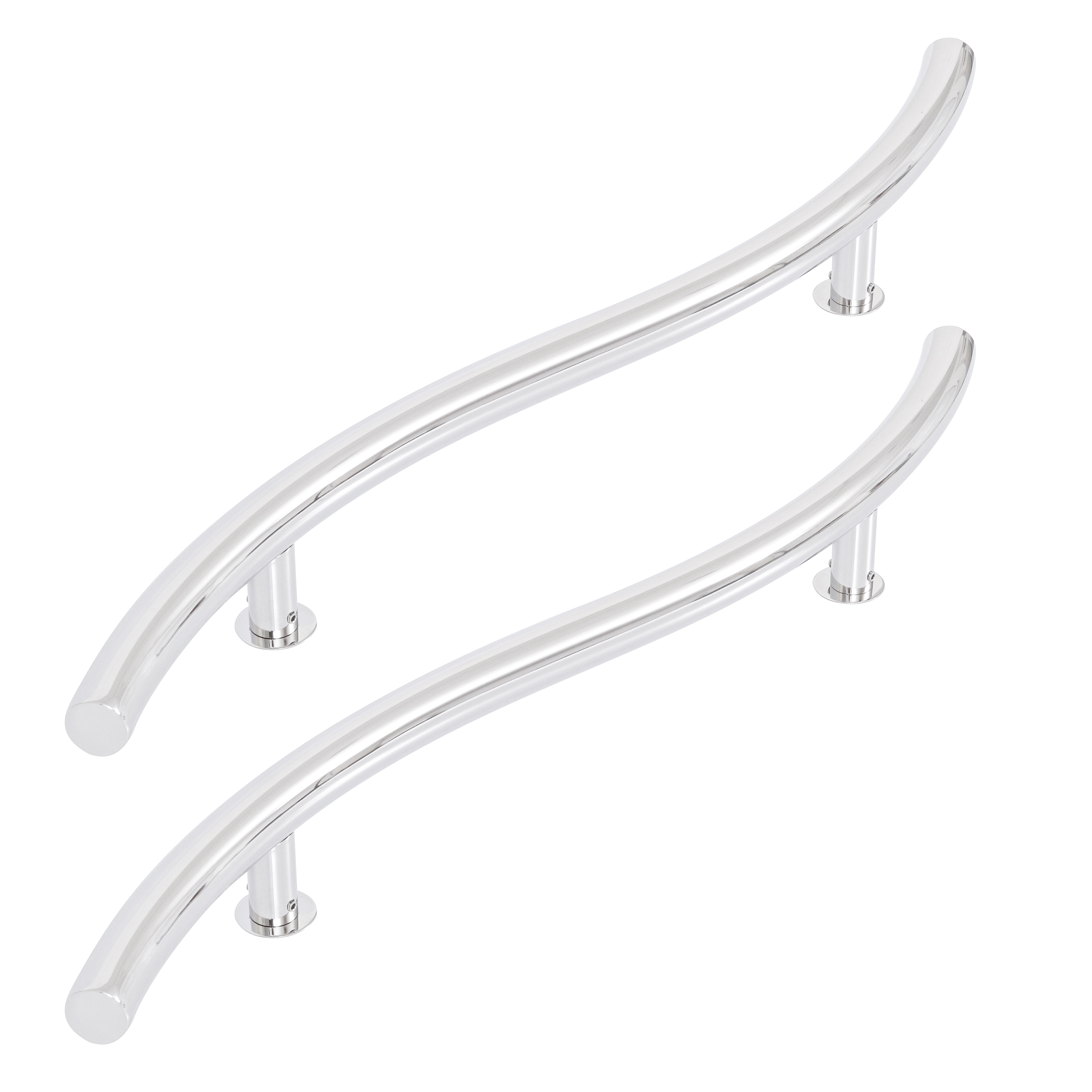 Puxador de Porta Pivotante e de Correr de Madeira Vidro e Aço em Aço Inox Polido Onda 60cm Vesfer