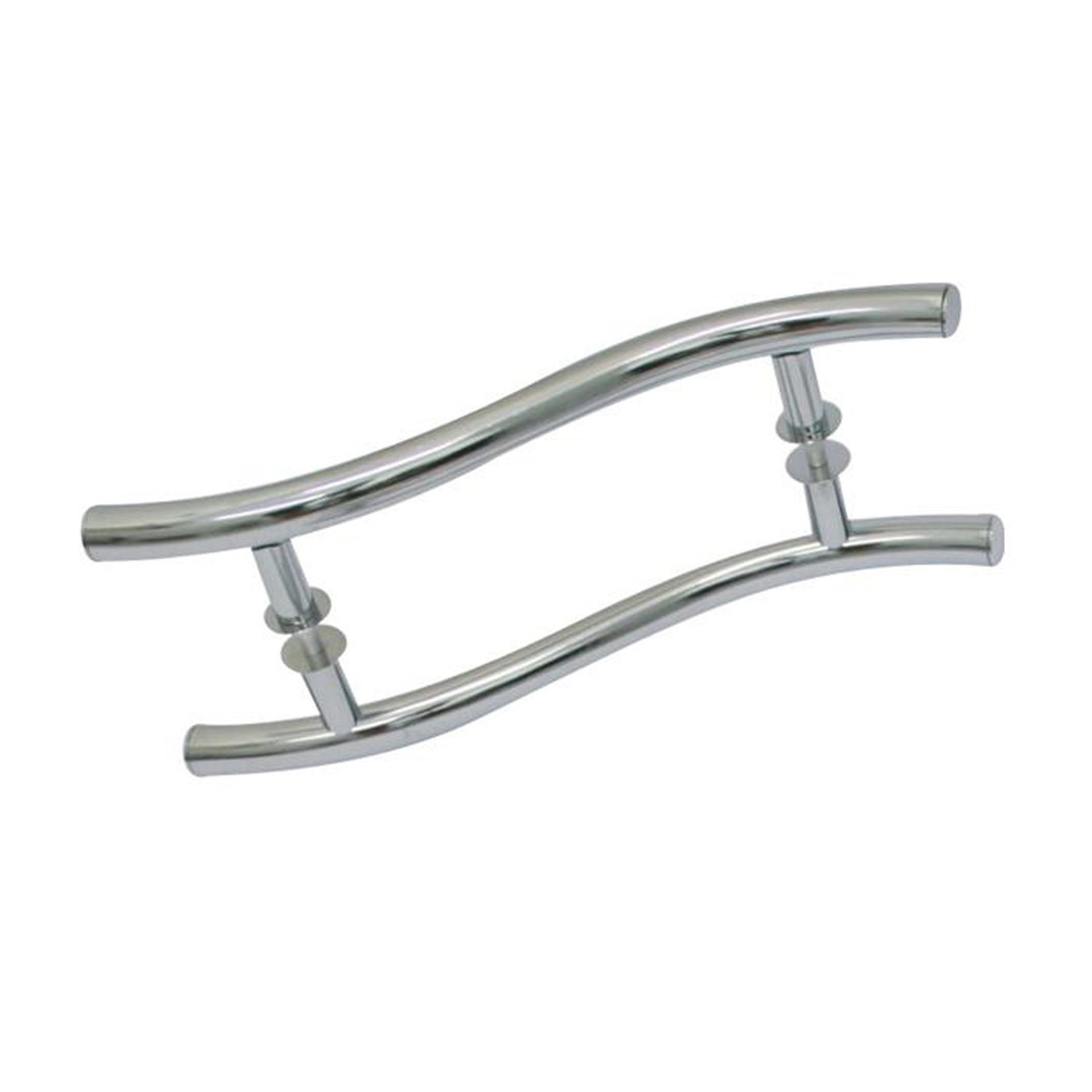 Puxador Para Porta de Madeira, Vidro e Metal Onda 100cm Aço Inox Polido