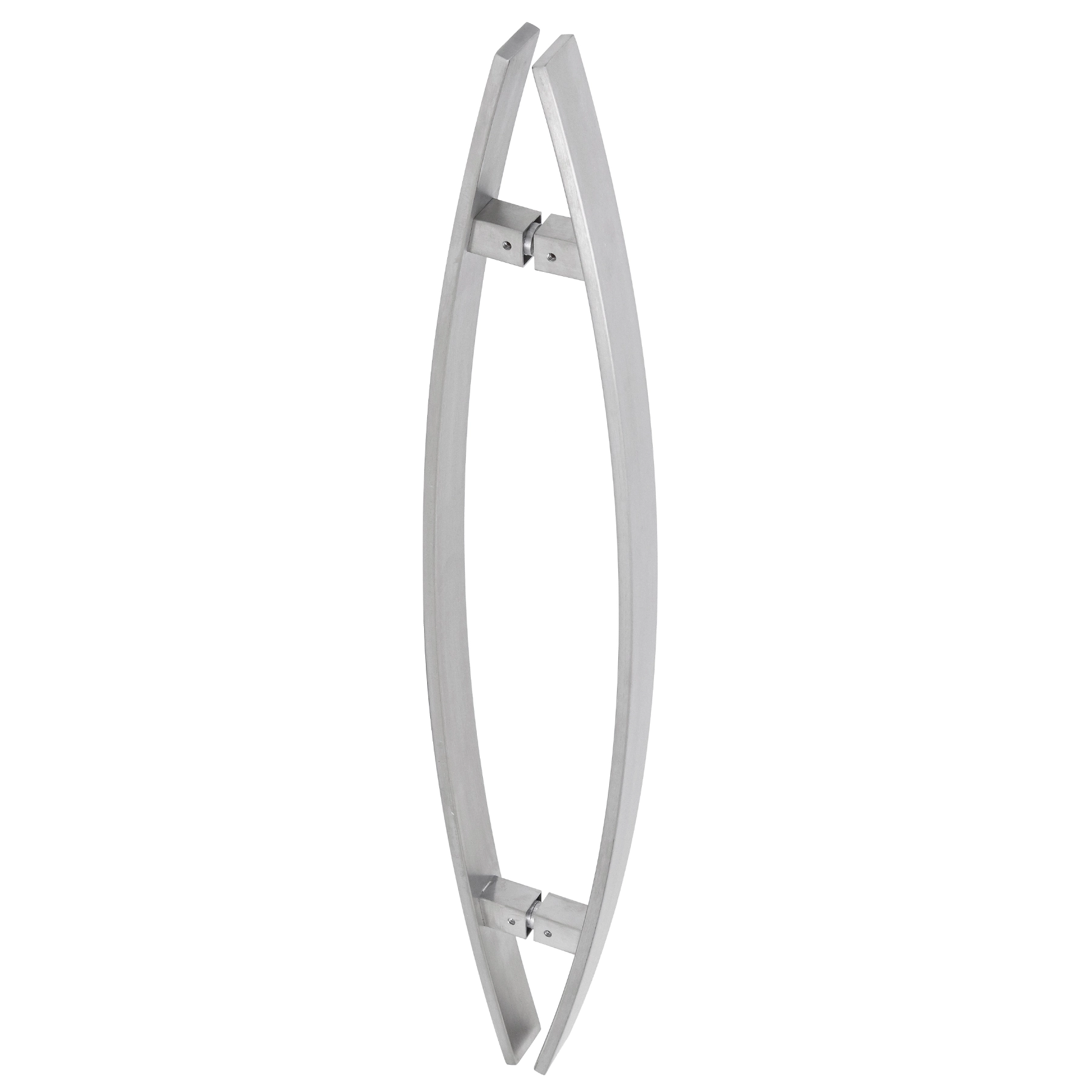 Puxador de Porta Pivotante e de Correr de Madeira Vidro e Aço em Aço Inox Cinza Escovado Tubular Curvo 80cm Vesfer 3088