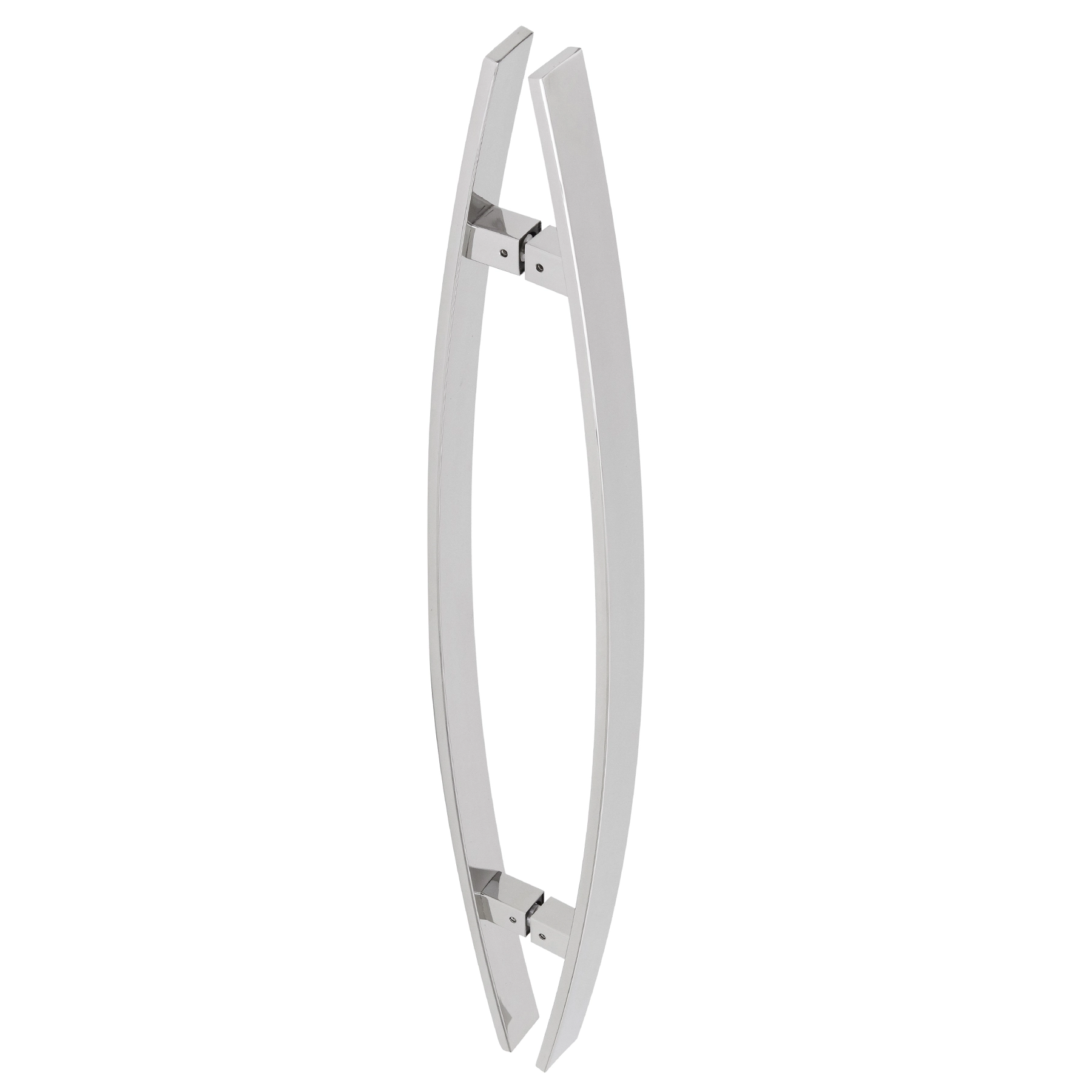 Puxador de Porta Pivotante e de Correr de Madeira Vidro e Aço em Aço Inox Prata Polido Tubular Curvo 80cm Vesfer 3088