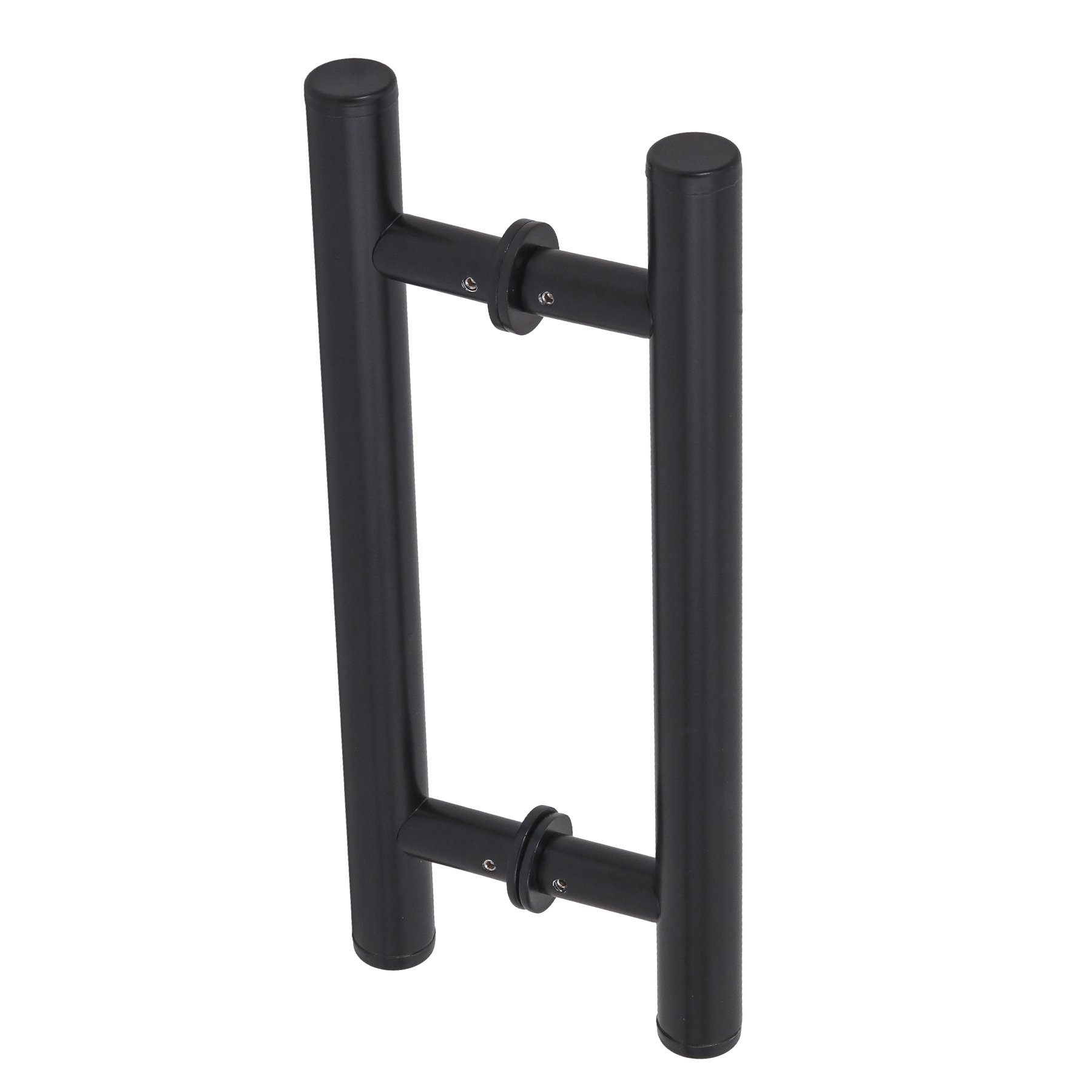 Puxador de Porta Pivotante e de Correr de Madeira Vidro e Aço em Alumínio Preto Fosco Tubular Reto 30cm Vesfer 3008