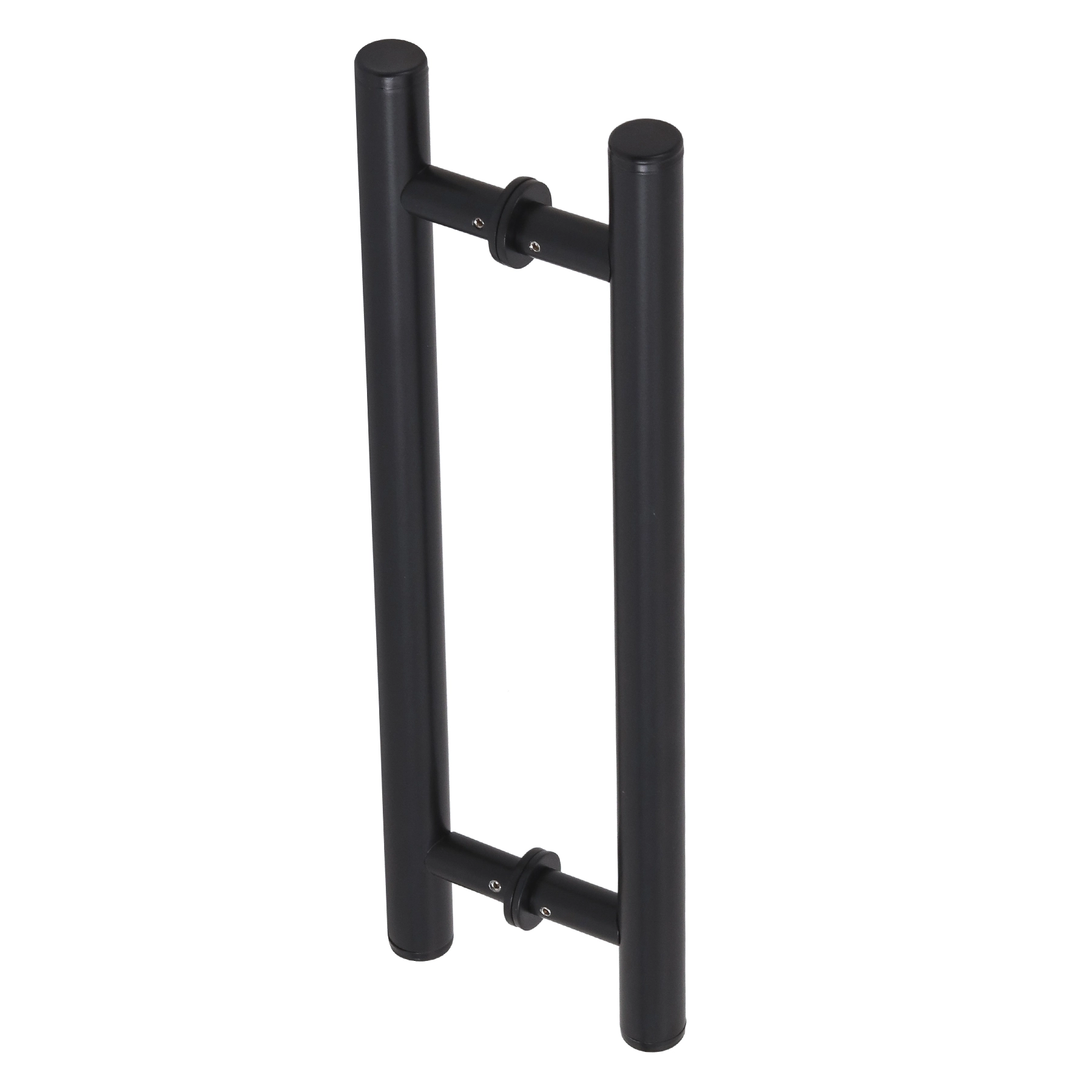 Puxador de Porta Pivotante e de Correr de Madeira Vidro e Aço em Alumínio Preto Fosco Tubular Reto 40cm Vesfer 3008