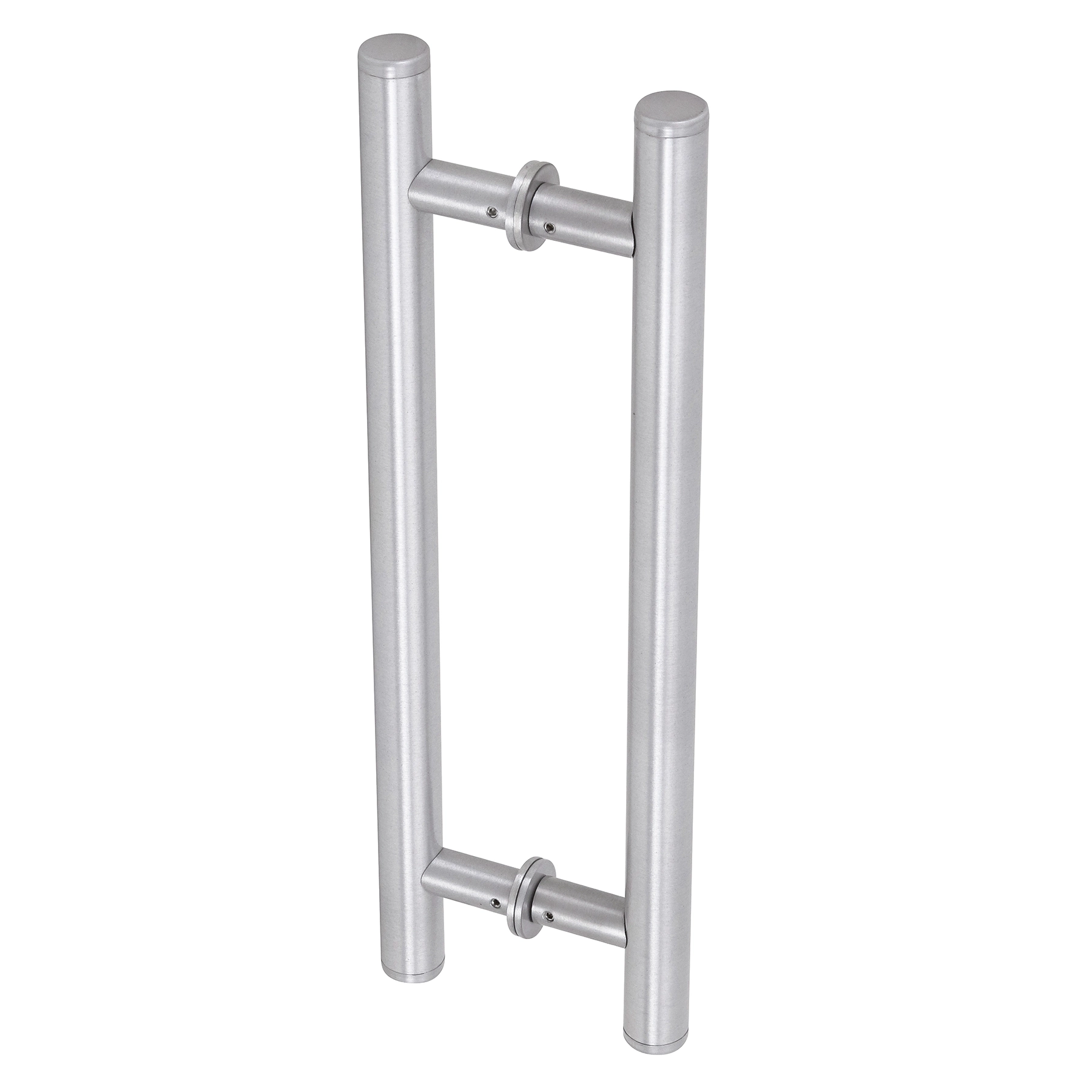 Puxador de Porta Pivotante e de Correr de Madeira Vidro e Aço em Alumínio Prata Escovado Tubular Reto 40cm Vesfer 3008