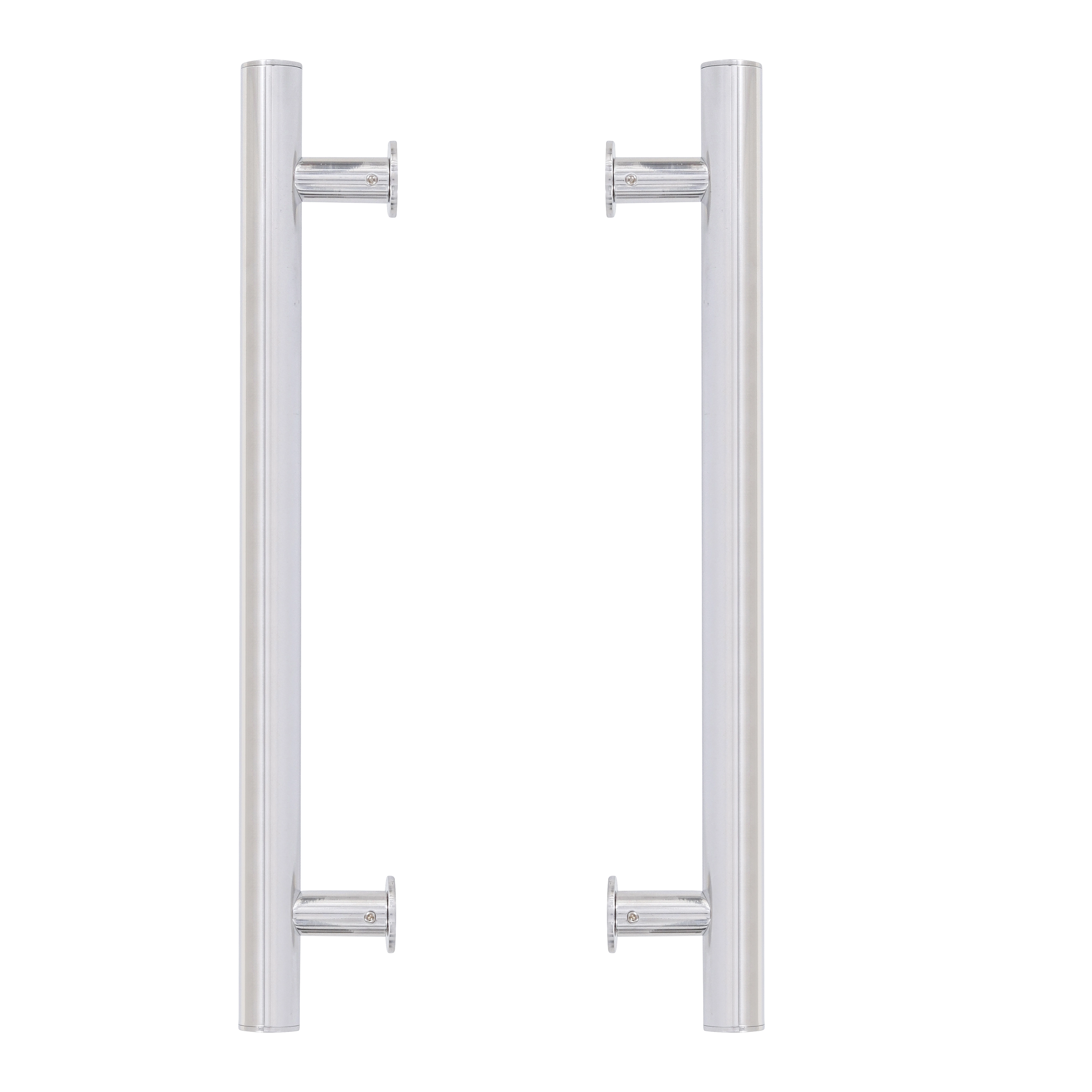 Puxador de Porta Pivotante e de Correr de Madeira Vidro e Aço em Alumínio Prata Polido Tubular Reto 40cm Vesfer 3008