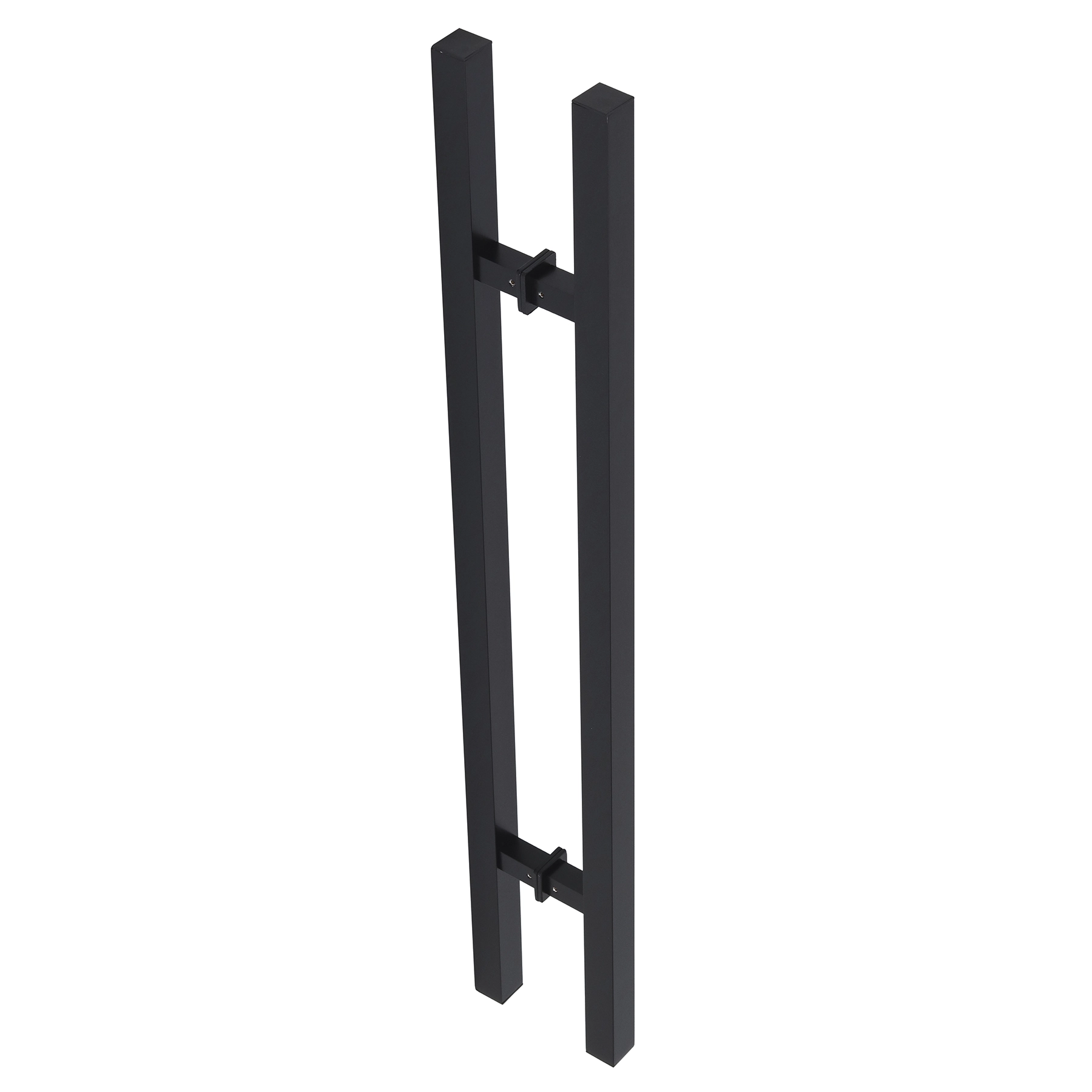 Puxador de Porta Pivotante e de Correr de Madeira Vidro e Aço em Alumínio Preto Fosco Tubular Reto 80cm Vesfer 3070