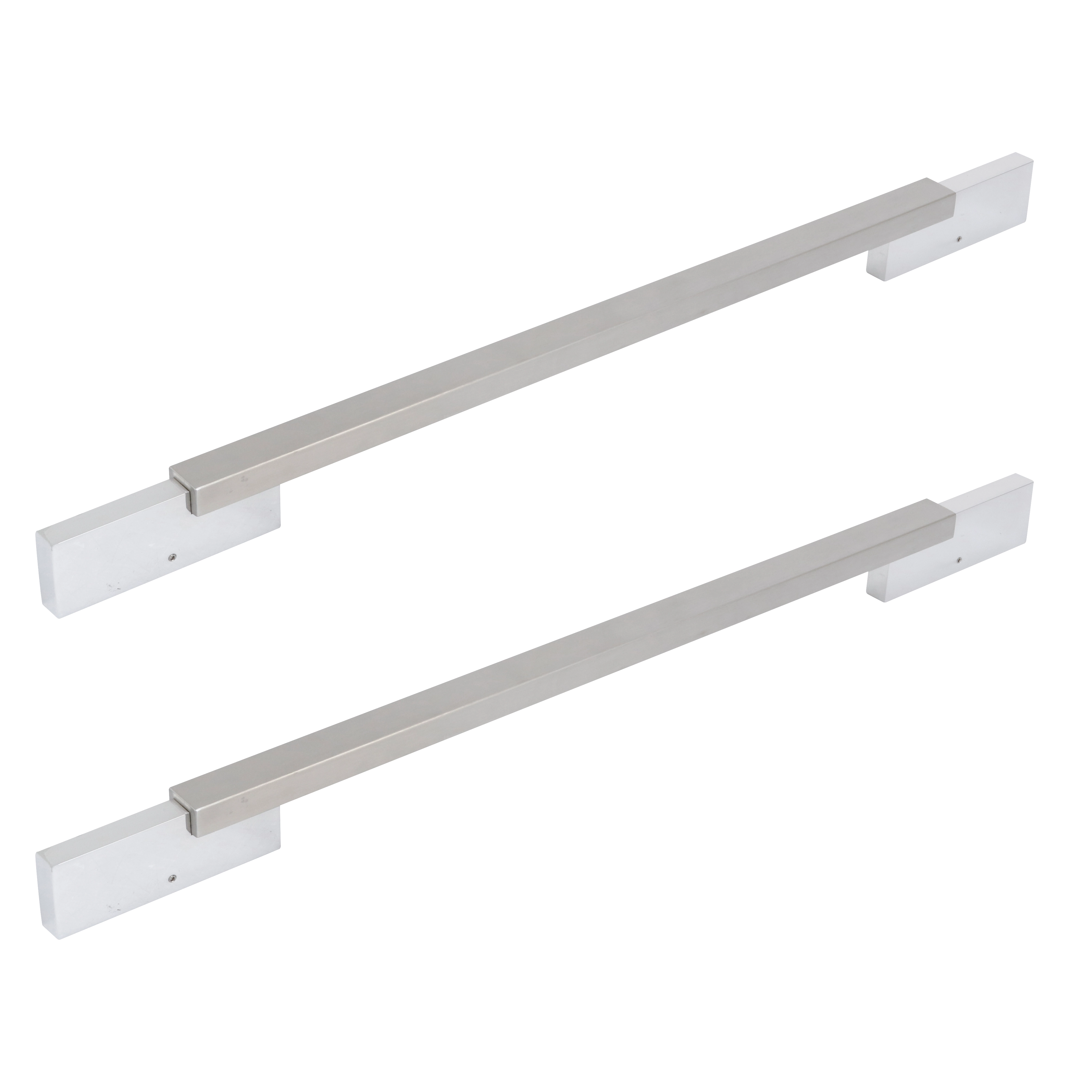 Puxador de Porta Pivotante e de Correr de Madeira Vidro e Aço em Aço Inox Prata Escovado Barra Reta 80cm Vesfer 3072