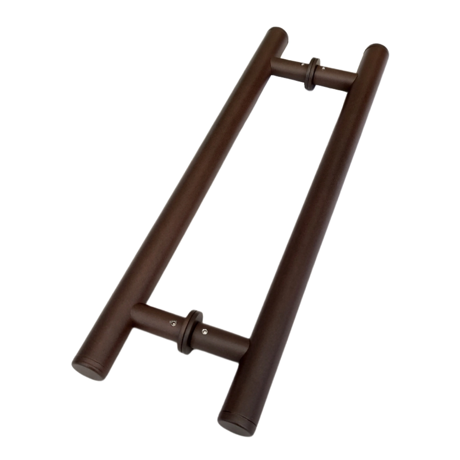 Puxador de Porta Pivotante e de Correr de Madeira Vidro e Aço em Alumínio Corten Polido Tubular Reto 60cm Vesfer 3008