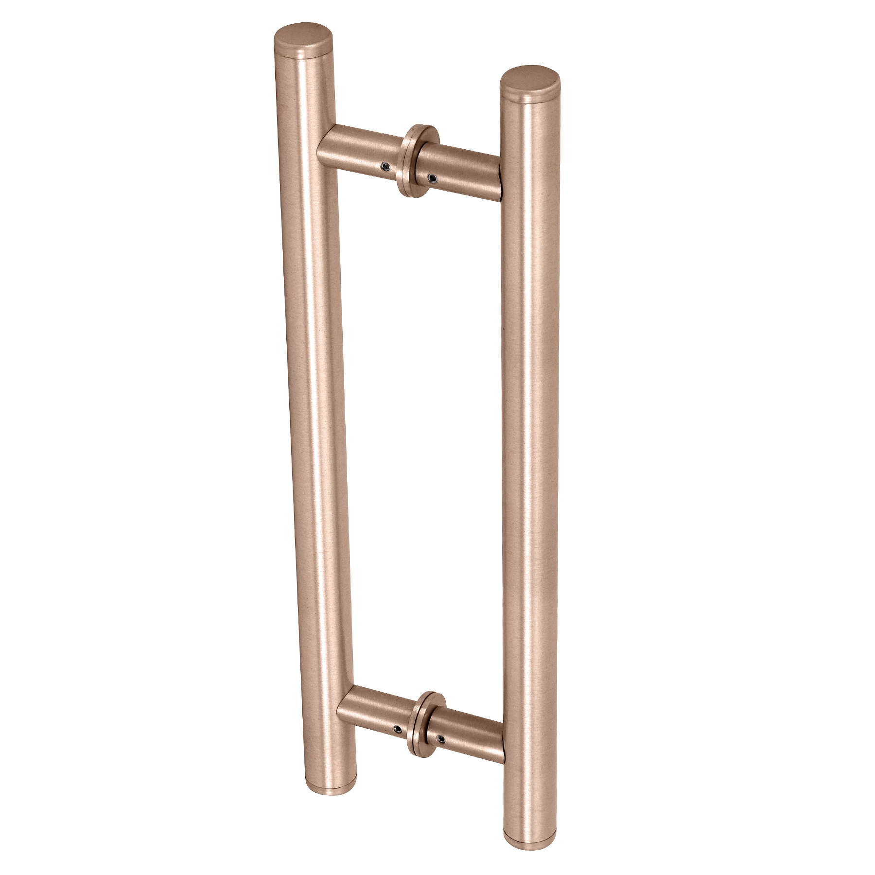 Puxador de Porta Pivotante e de Correr de Madeira Vidro e Aço Alumínio Rose Gold Brilhante Tubular Reto 30cm Vesfer 3008