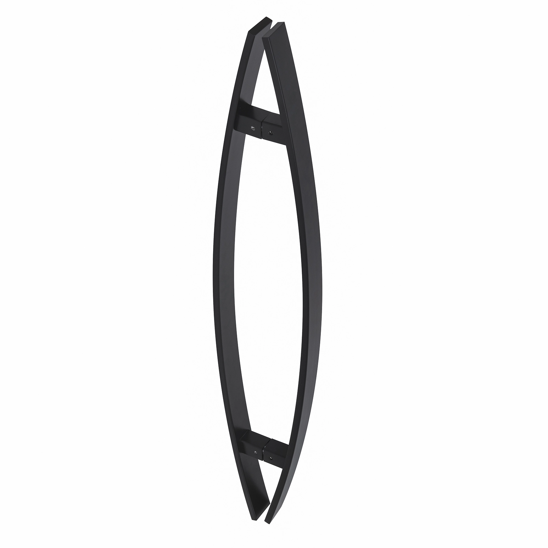 Puxador de Porta Pivotante e de Correr de Madeira Vidro e Aço em Aço Inox Preto Fosco Tubular Curvo 80cm Vesfer 3088
