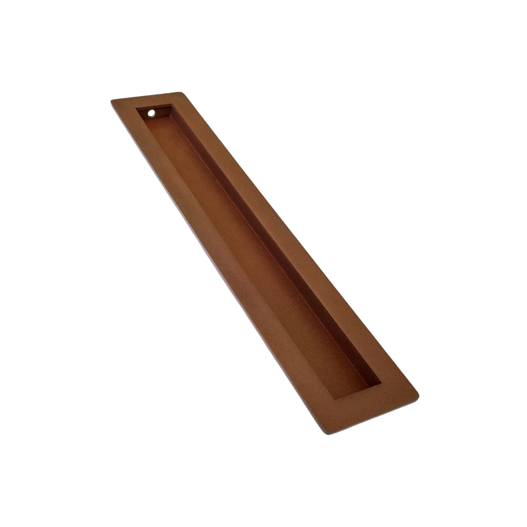 Puxador de Porta de Correr de Madeira Vidro e Aço em Alumínio Corten Concha 40cm Vesfer Concha de Embutir