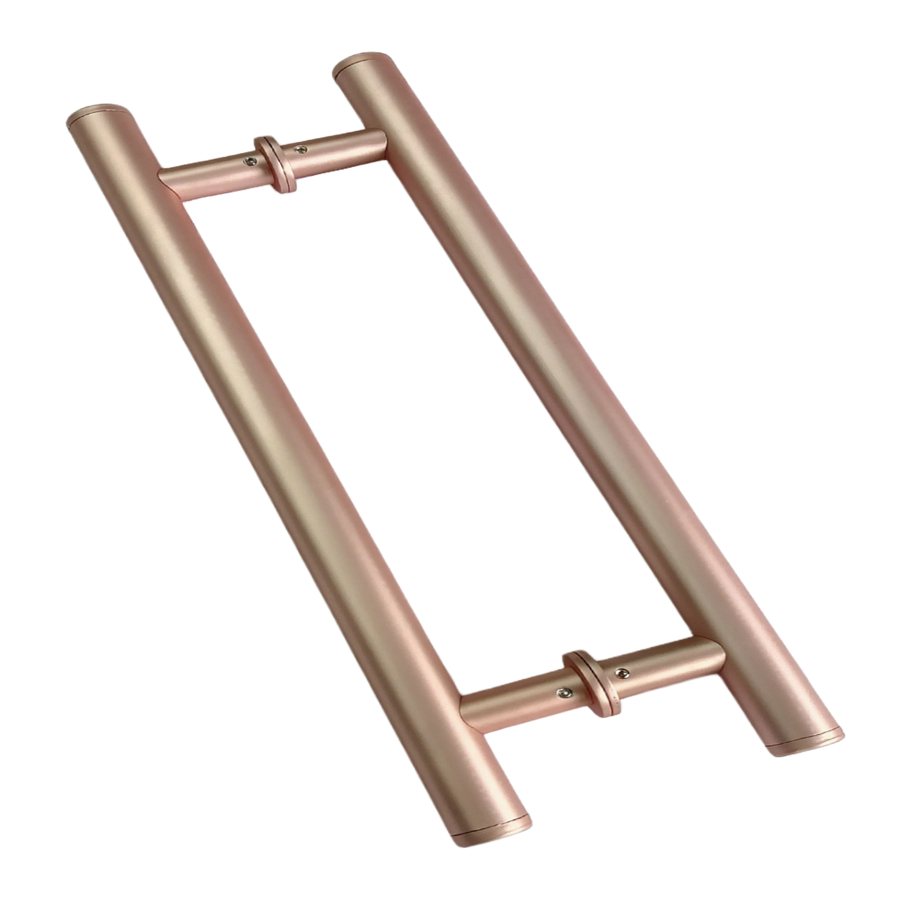 Puxador de Porta Pivotante e de Correr de Madeira Vidro e Aço em Alumínio Rose Gold Fosco Tubular Reto 40cm Vesfer 3008