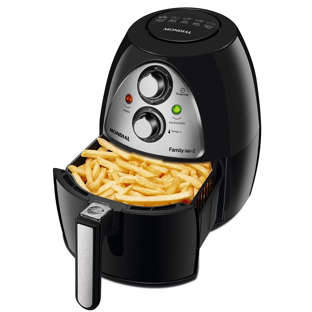 Fritadeira Sem Oleo 3,2l Mondial Air Fryer Af 03 Preta/prata 127v