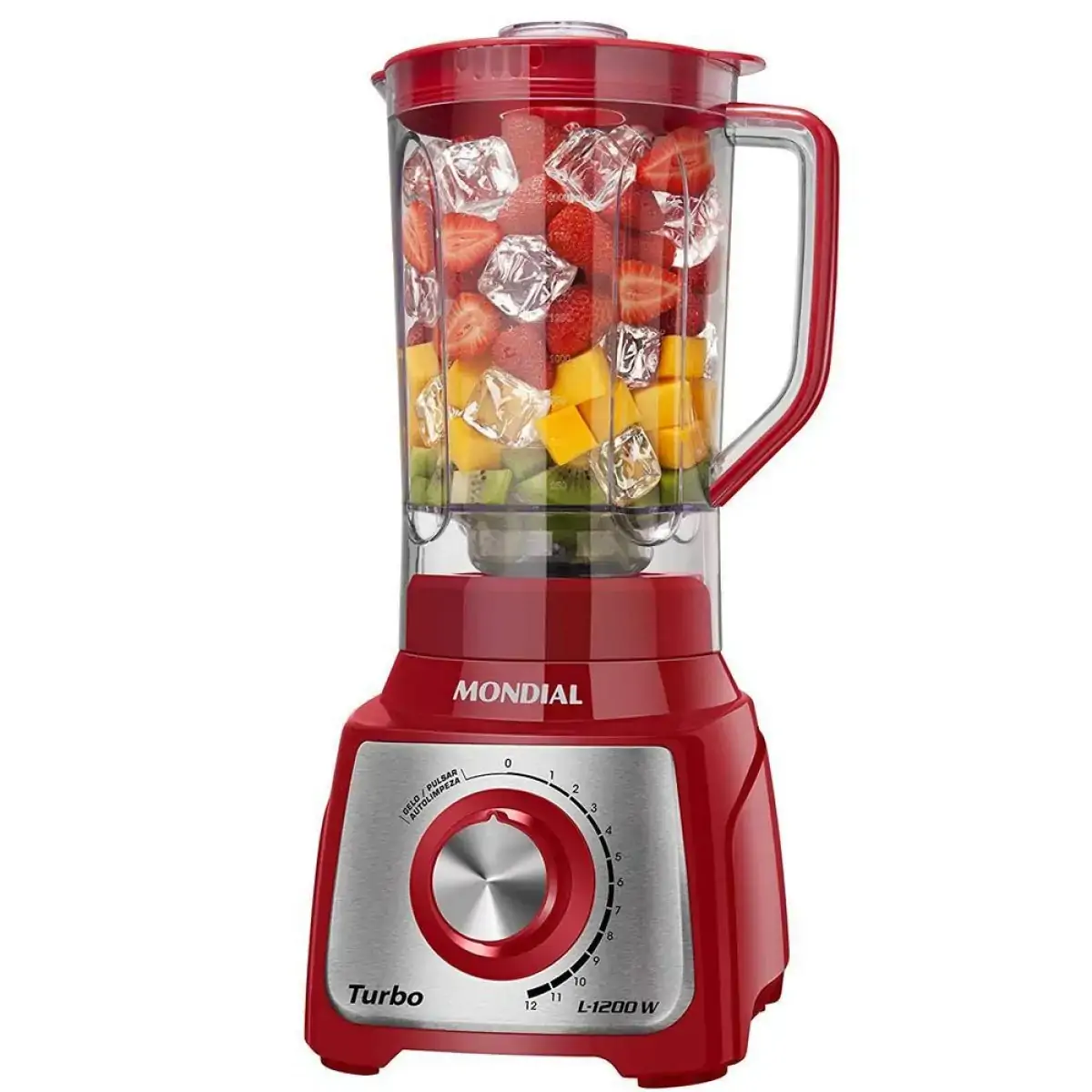 Liquidificador Mondial 12 Voltagens L1200 Vermelho e Inox 110V