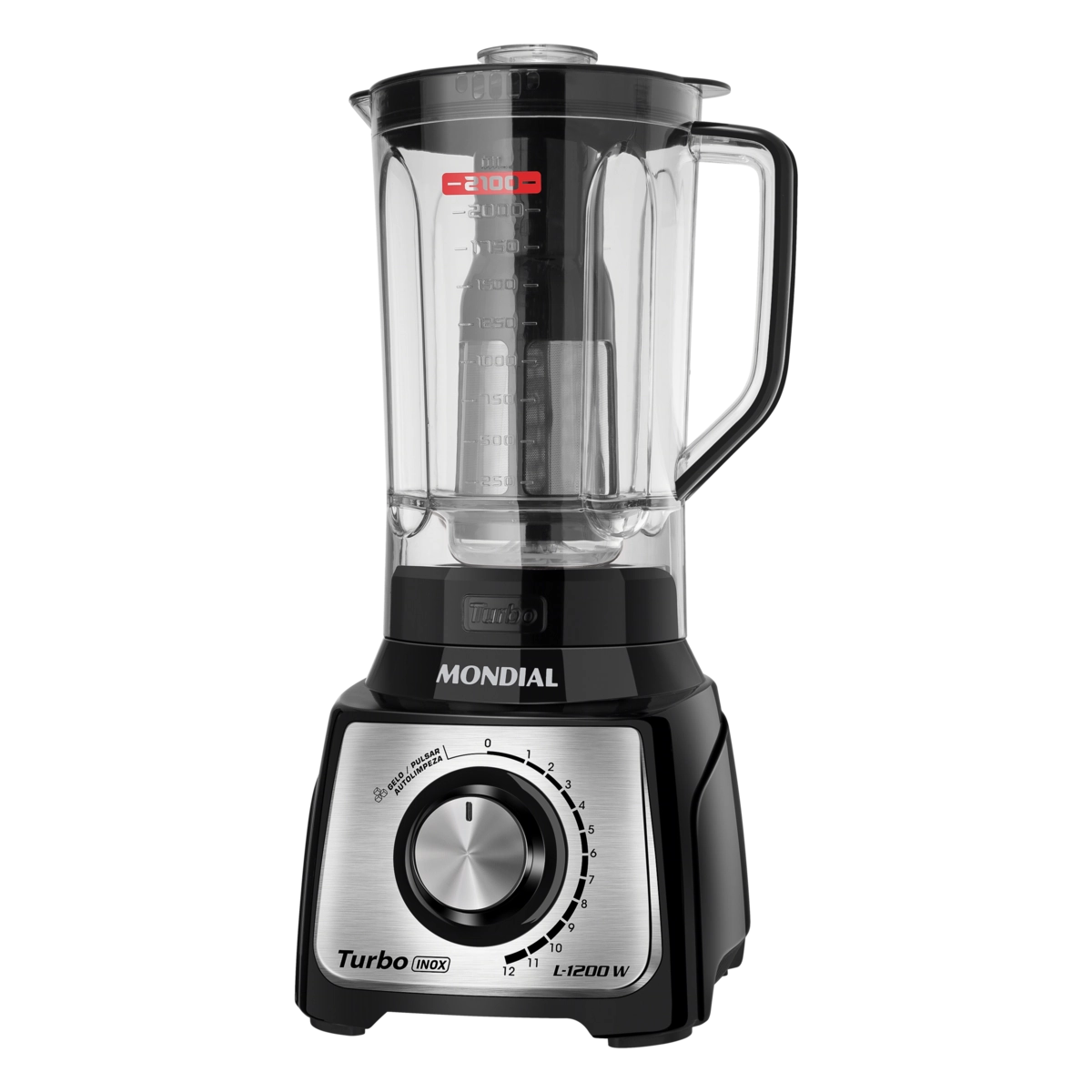 Liquidificador Mondial L-1200 Turbo, Filtro, 12 Vel + Pulsar, 1200W, Preto - 110V