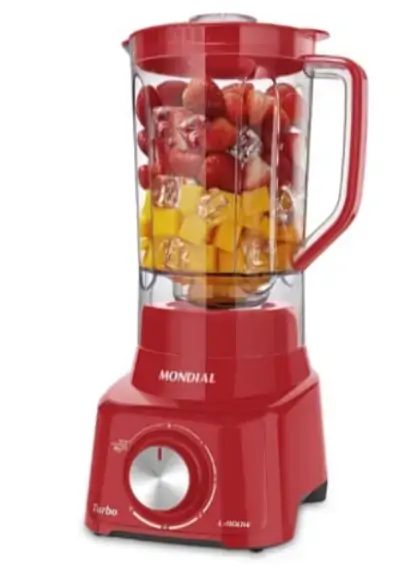 Liquidificador Mondial L-900, 5 Vel + Pulsar, 900W, Vermelho - 110V