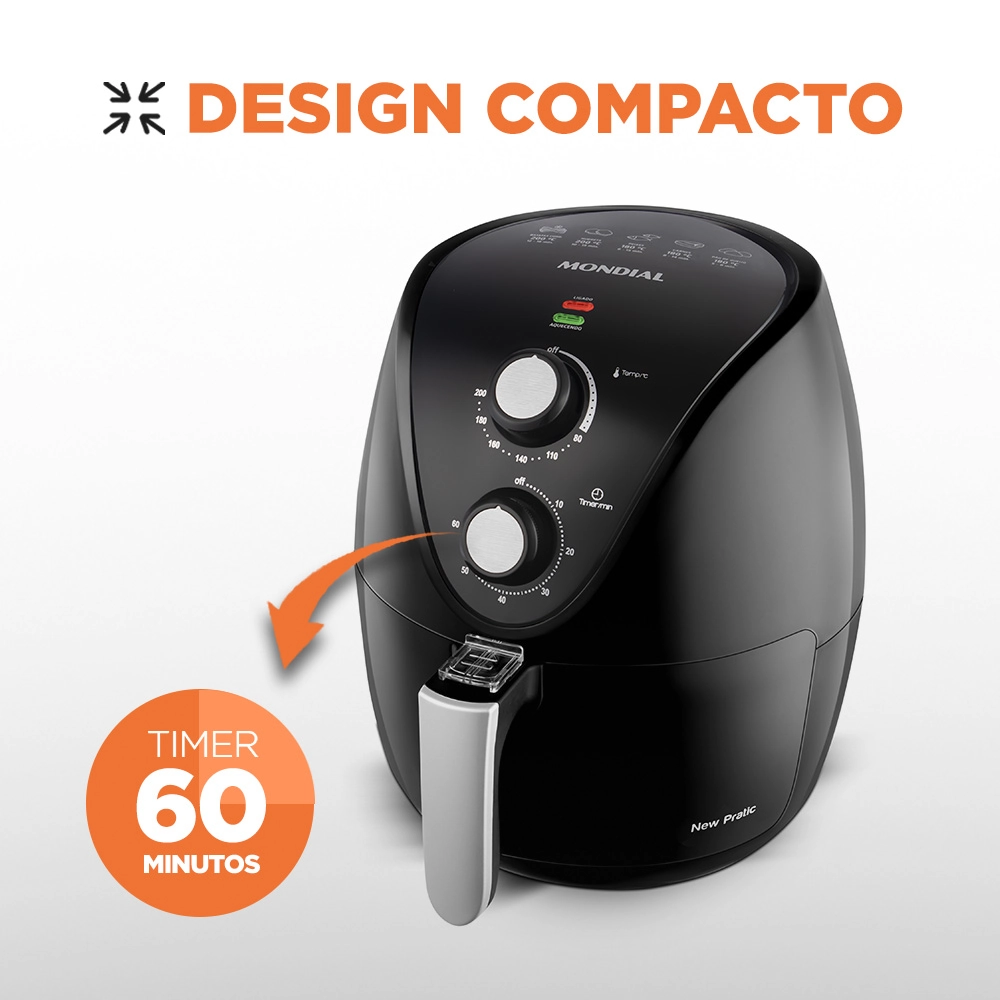Fritadeira Elétrica Sem Óleo Air Fryer Mondial New Pratic AF-31 3,5 Litros 1500W - 110V