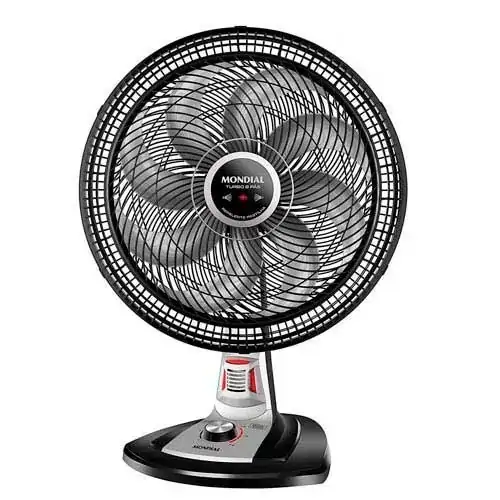 Ventilador de Mesa Mondial Turbo com Sistema de Repelente em Pastilha com 03 Velocidades Preto e Pra