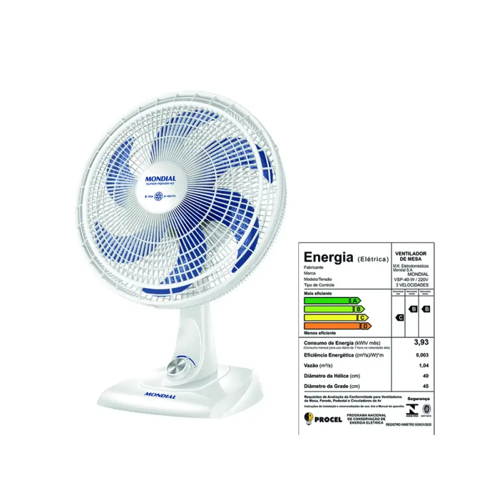 Vent 40cm Mondial Vsp 40 W Super Power 220v