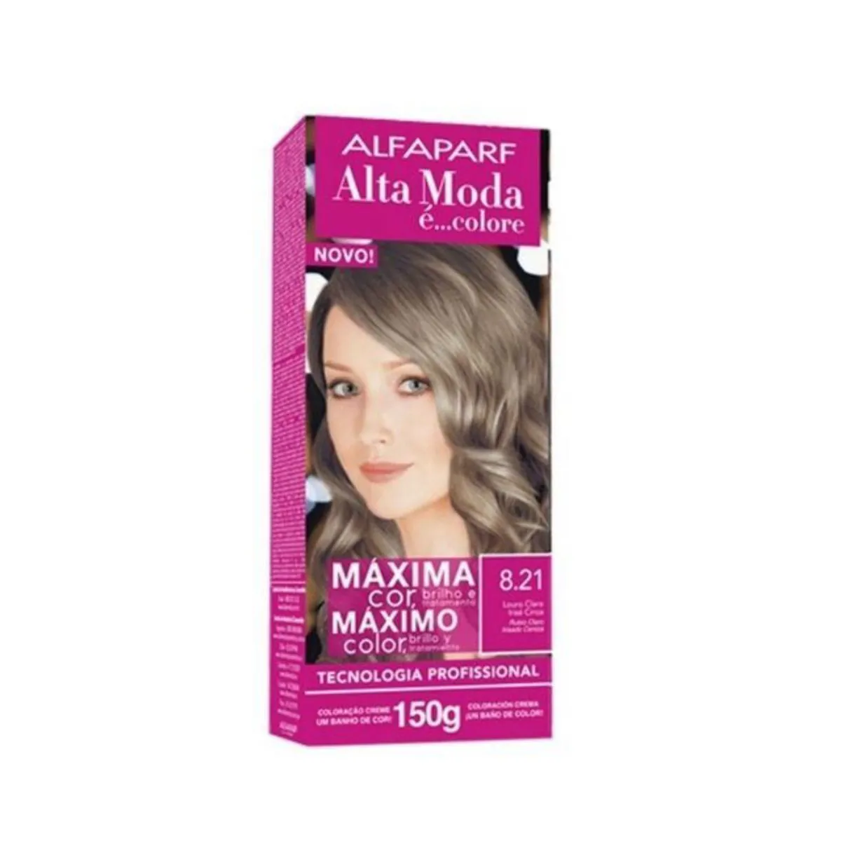 Coloracao Kit Permanente Alta Moda 8.21 Louro Claro Irise Cinza 150g