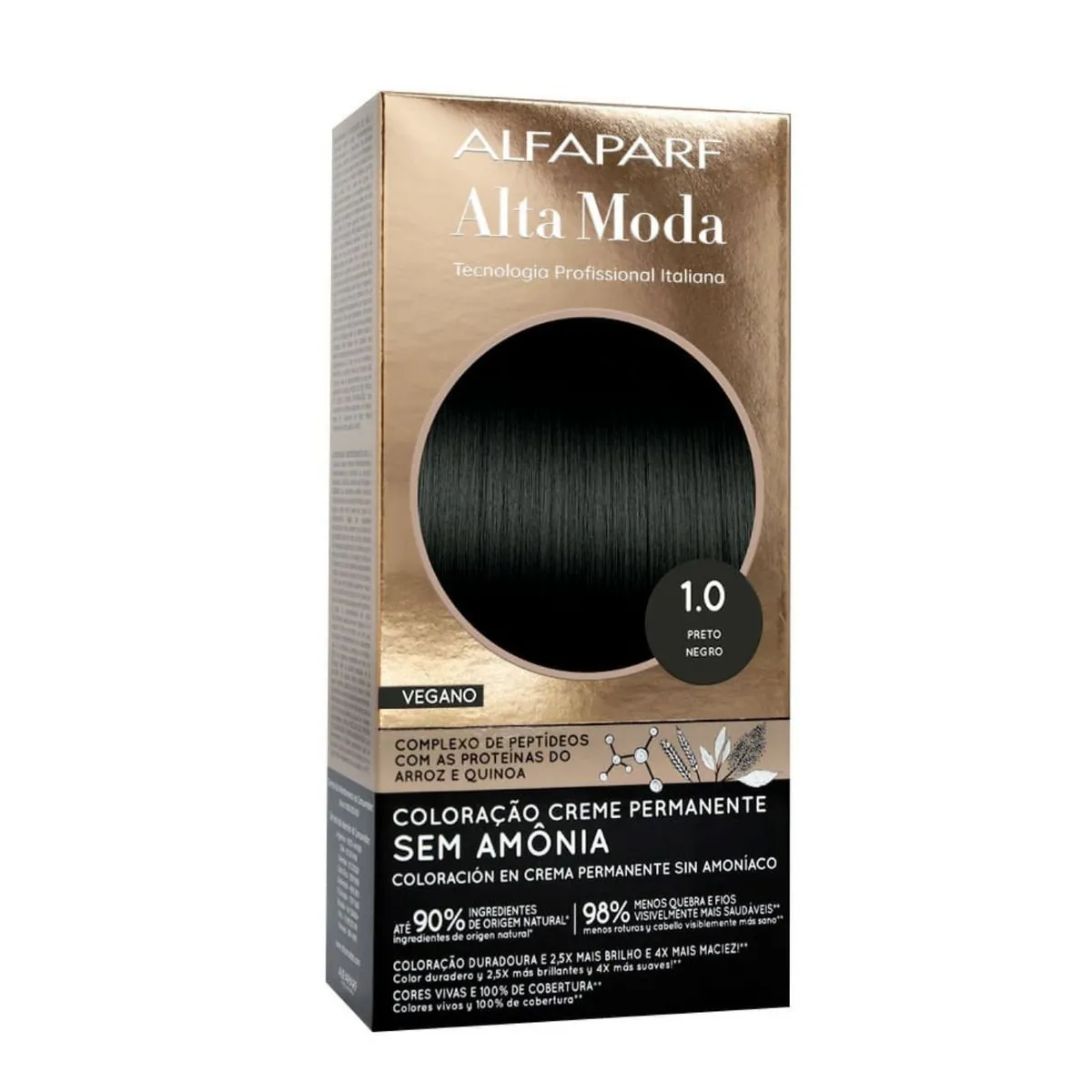 Kit Coloração Permanente Creme 1.0 Preto Alfaparf Alta Moda