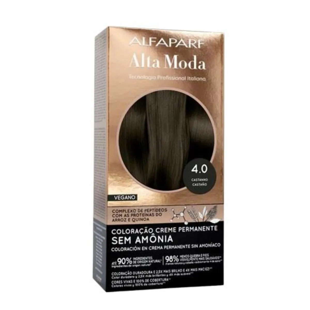 Kit Coloração Permanente Creme 4.0 Castanho Alfaparf Alta Moda