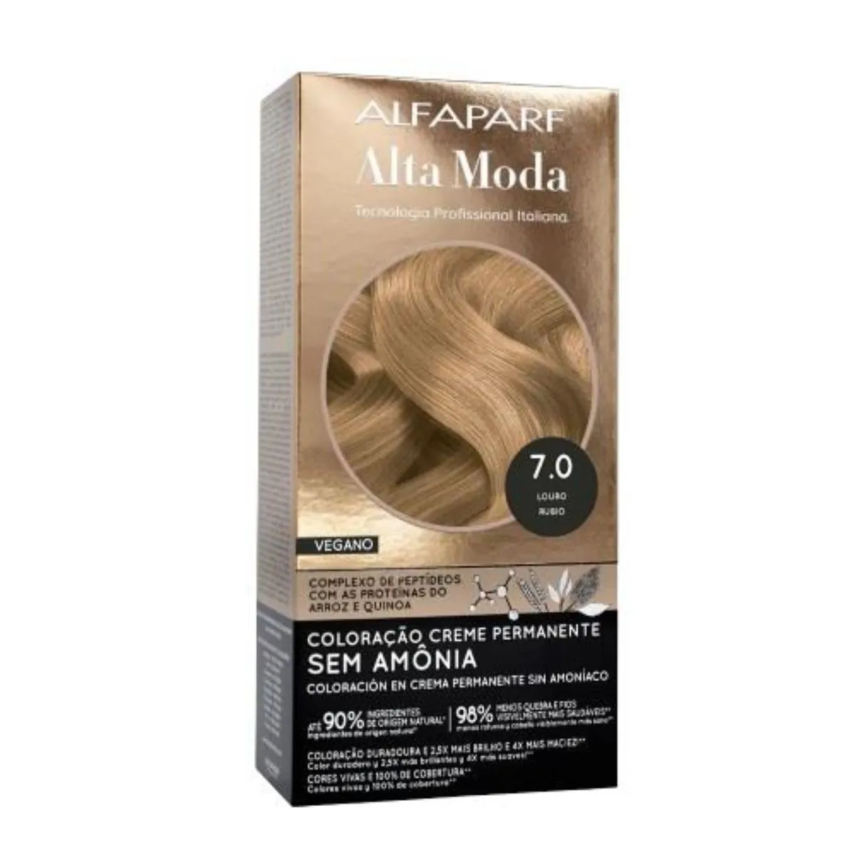 Kit Coloração Permanente Creme 7.0 Louro Alfaparf Alta Moda