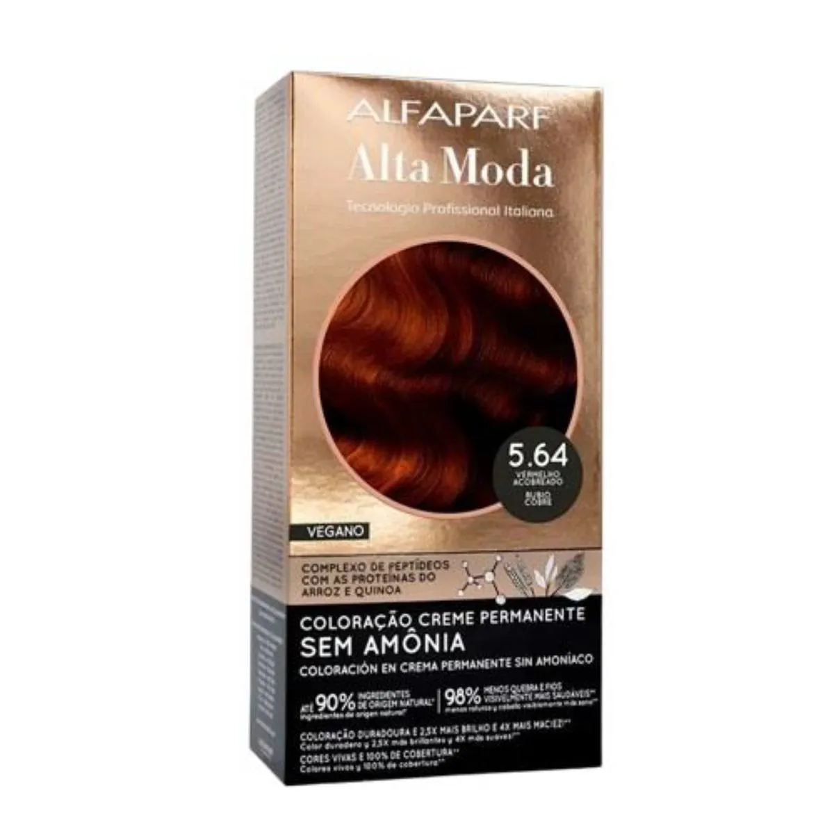 Kit Coloração Permanente Creme 5.64 Vermelho Acobreado Alfaparf Alta Moda
