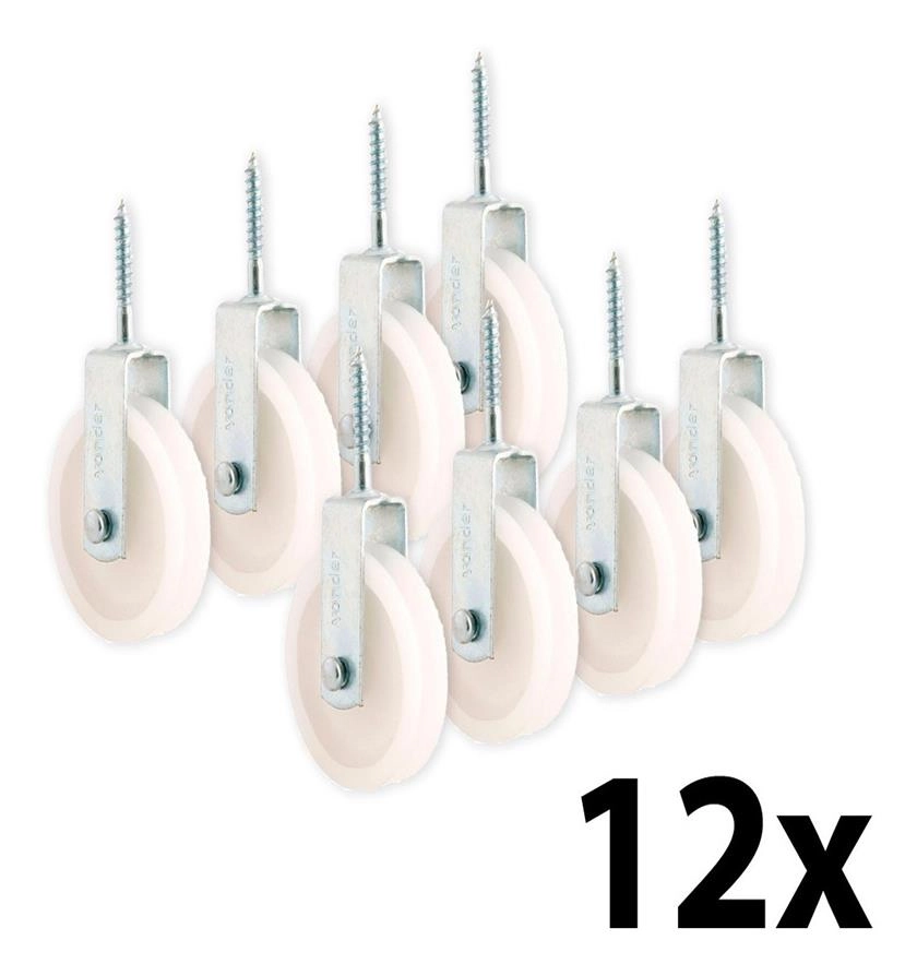 Kit 12 Roldana Branca Plástica Com Parafuso 4cm