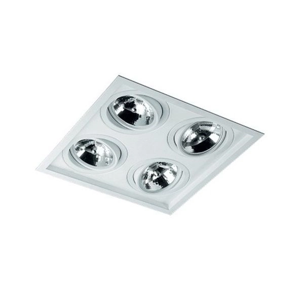 Plafon Spot Embutir Direcionável 4 Lâmpadas Ar111 Branco Rl