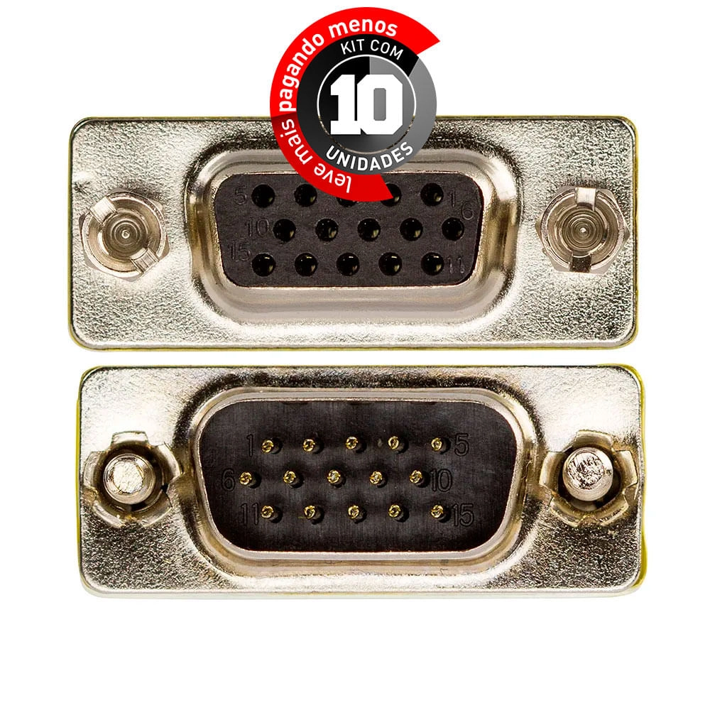 Kit Com 10 Emenda Vga Macho X Vga Fêmea