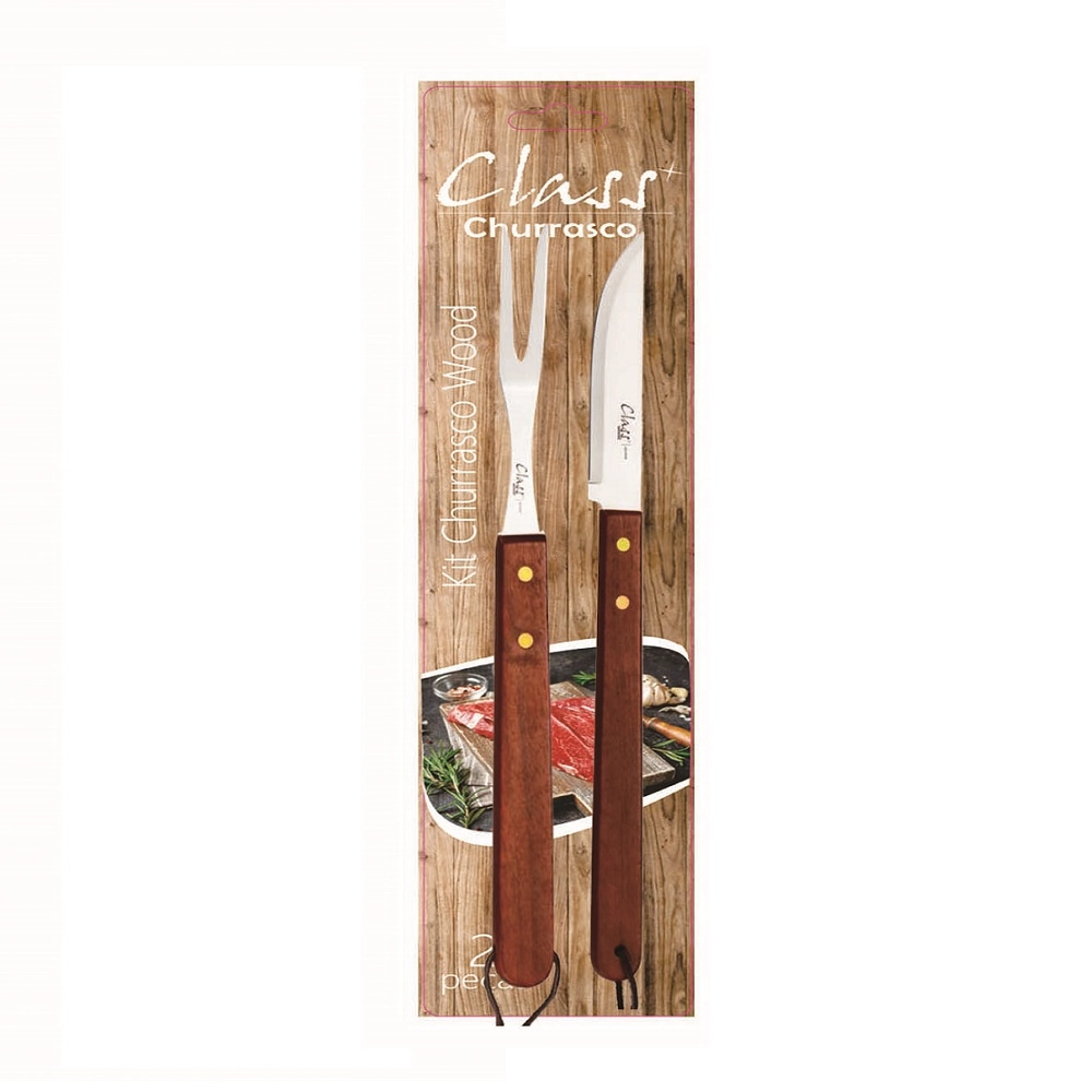 Kit Churrasco Class Home Inox Wood C/2 Pc