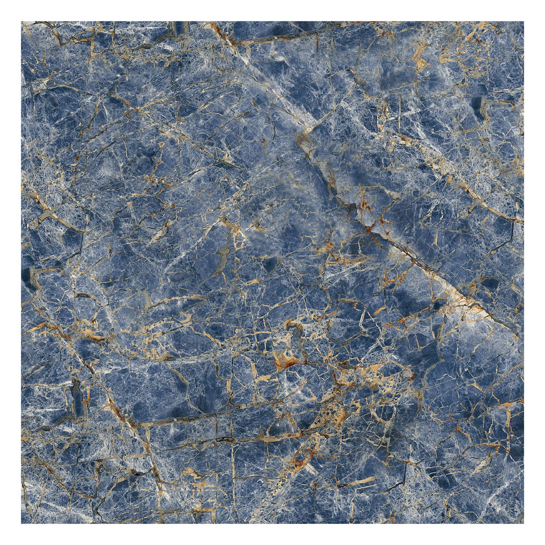 Porcelanato Marmorizado Polido Borda Reta Interno 76x76 Bay Azul Pamesa