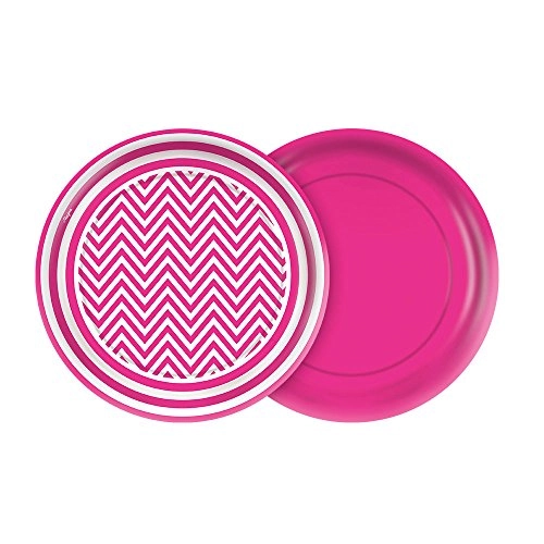 Prato Festa 18cm Col Pink Chevron 8un