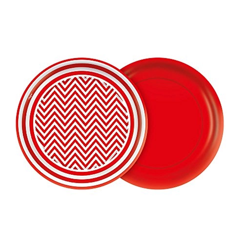 Prato Festa 18cm Col Vermelho Chevron 8un