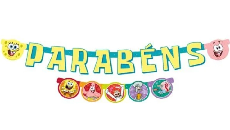 Faixa Parabens Bob Esponja Regina Festas