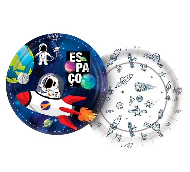 Prato Papel Red Espacial 18cm C/8 Regina Festas