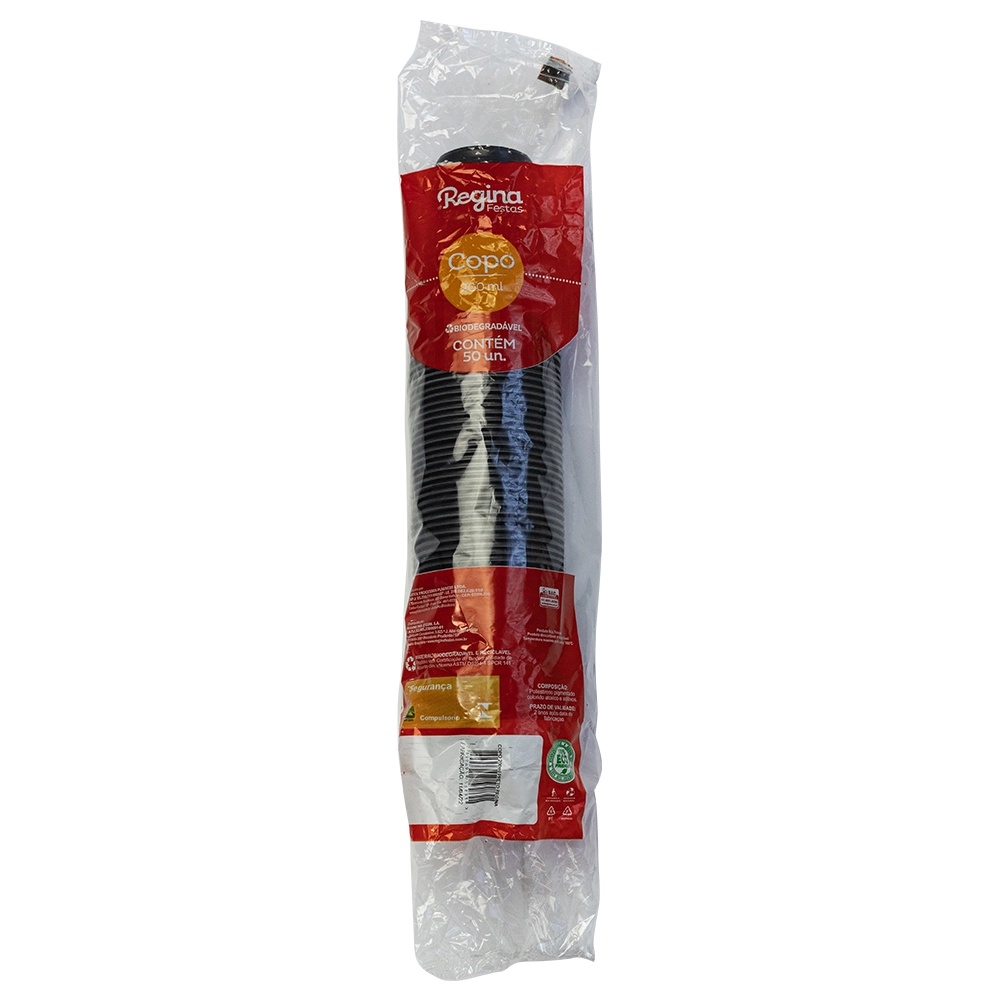 Copo Plast 200ml Preto C/50 Re
