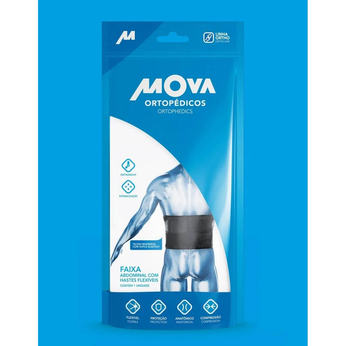 Faixa Abdominal com Hastes Flexíveis - Mova - P/M