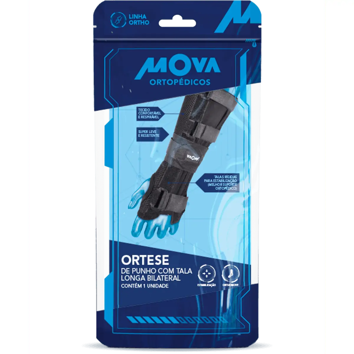 Órtese de Punho em Neoprene com Tala Longa Bilateral - Mova