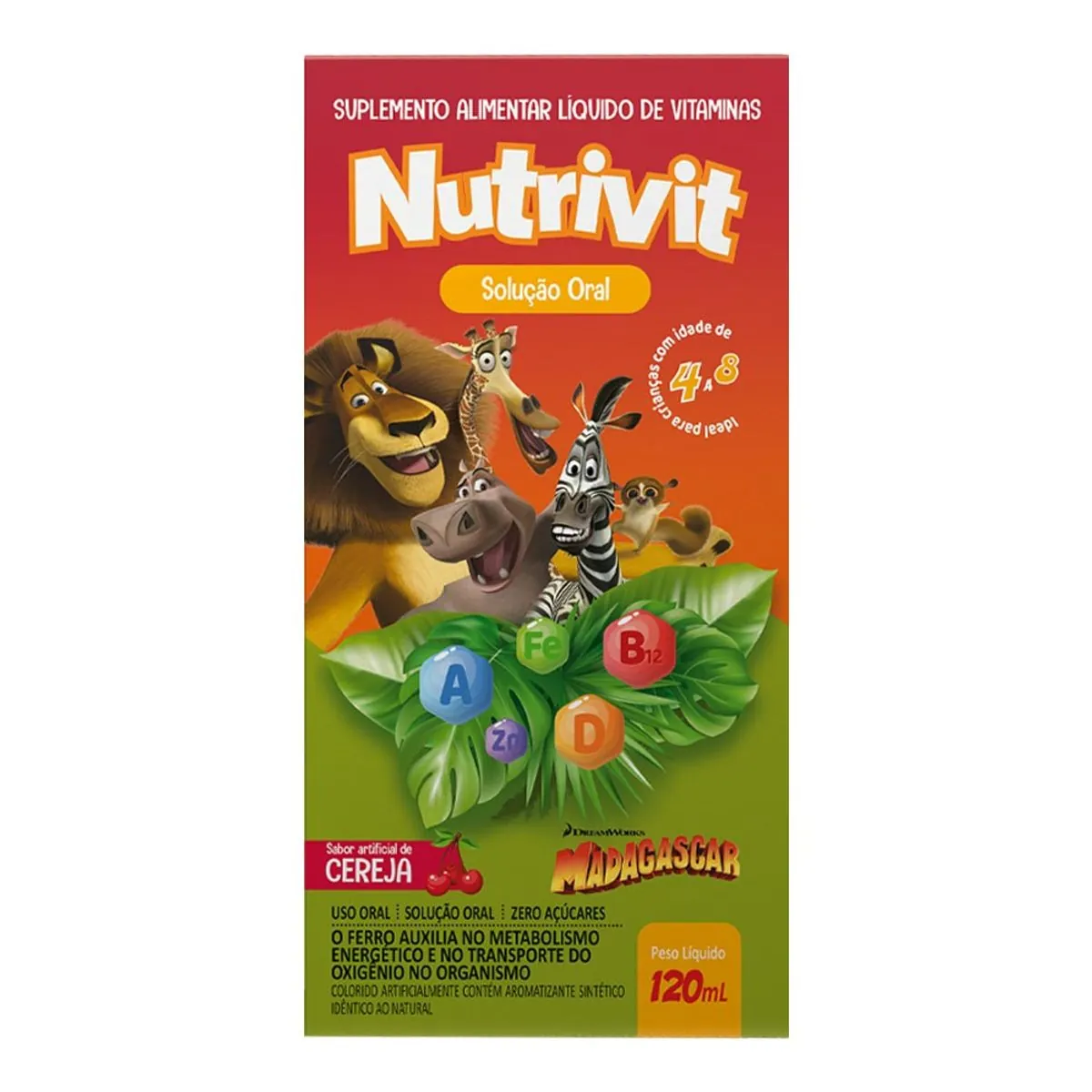 Suplemento Vitamínico Infantil Nutrivit Cereja Madagascar Solução Oral 120ml