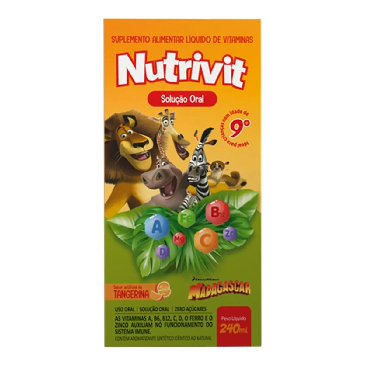 Suplemento Vitamínico Infantil Nutrivit Madagascar Tangerina Solução Oral 240ml