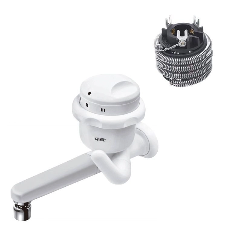 Torneira Elétrica Fame Bica Reta 3 Temperaturas De Parede Branca 220v + Resistência